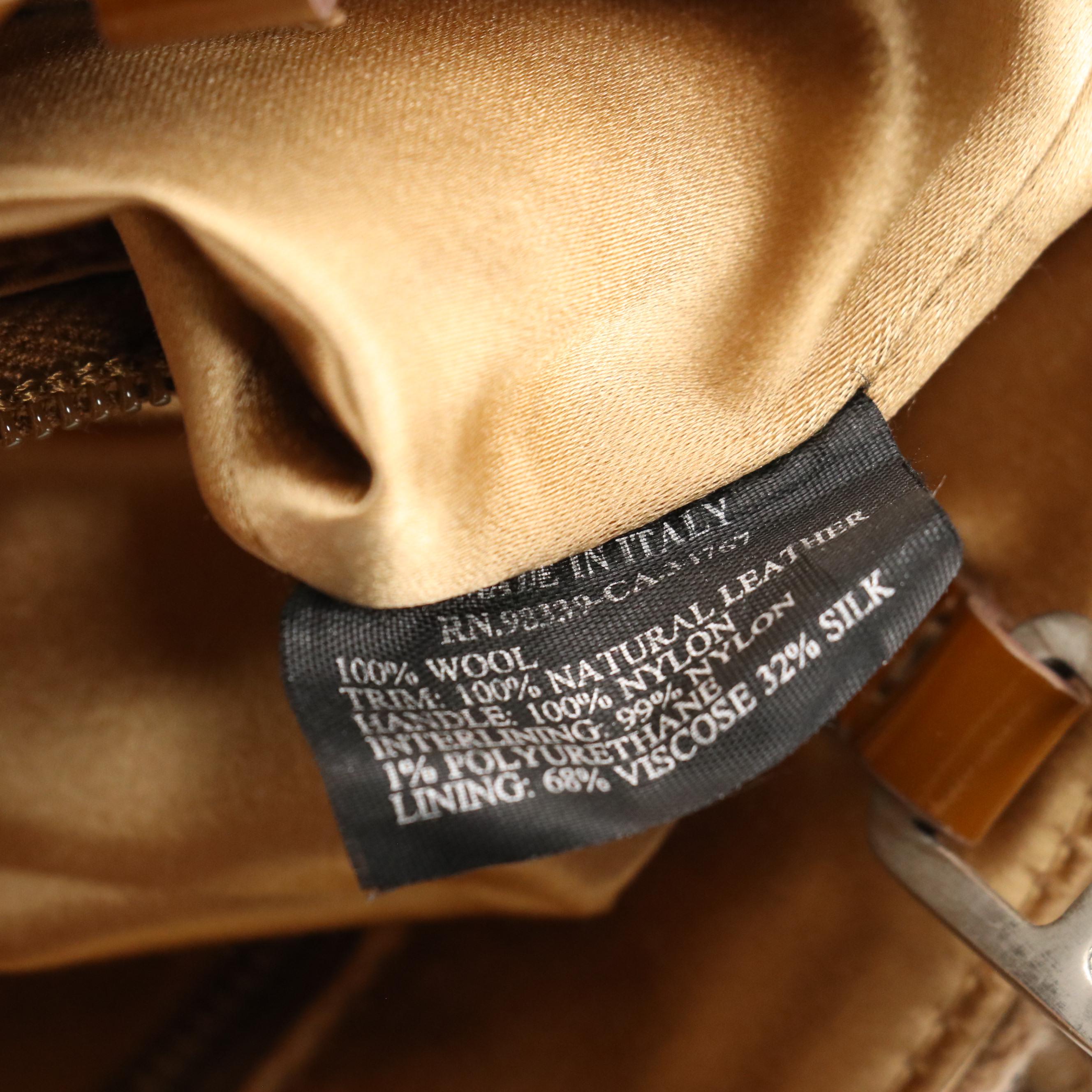 Prada Autumn Leaf Applique and Grommet Small Tote in Brown Wool