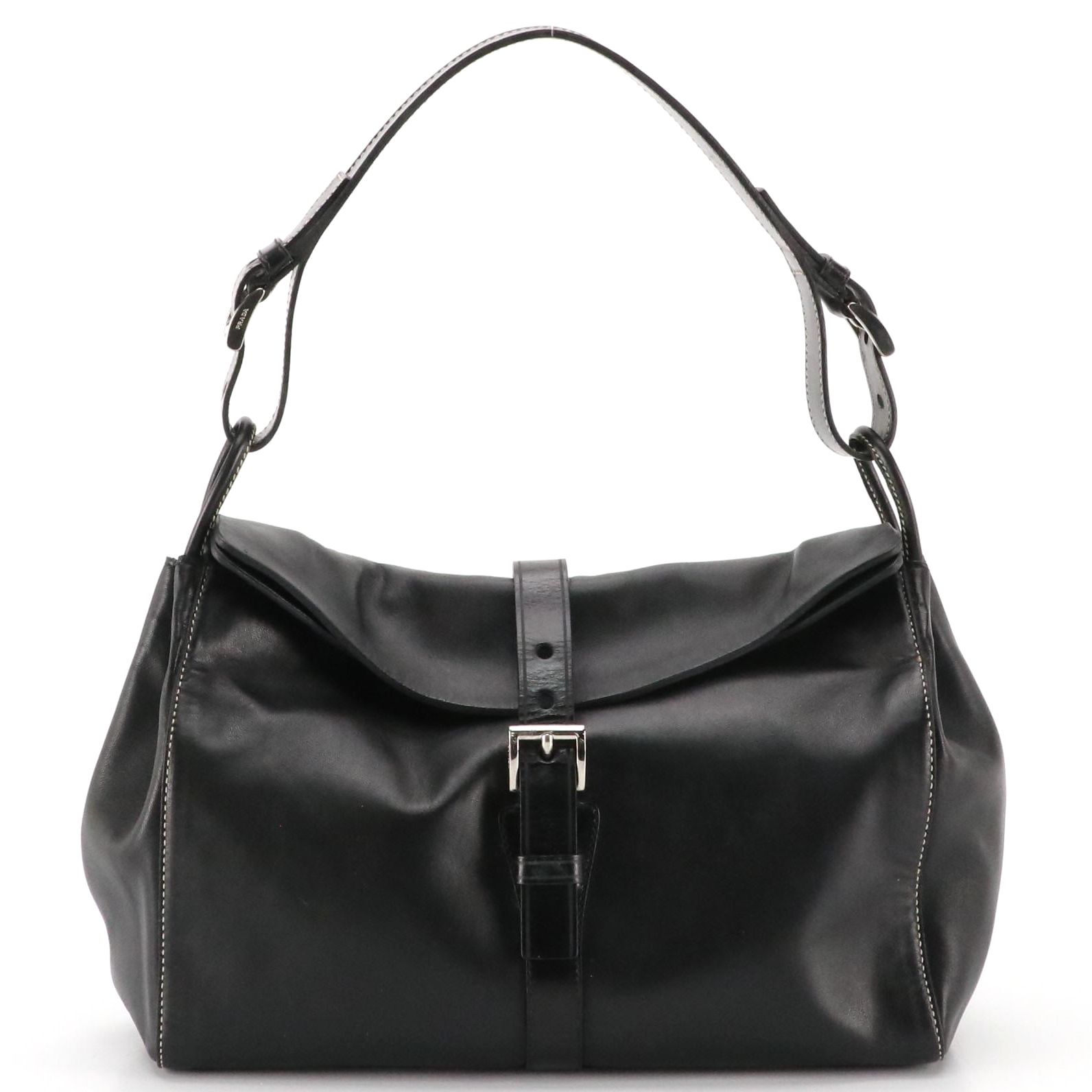 Prada Buckle Strap Bag BR1287 in Nero Nappa Easy Leather