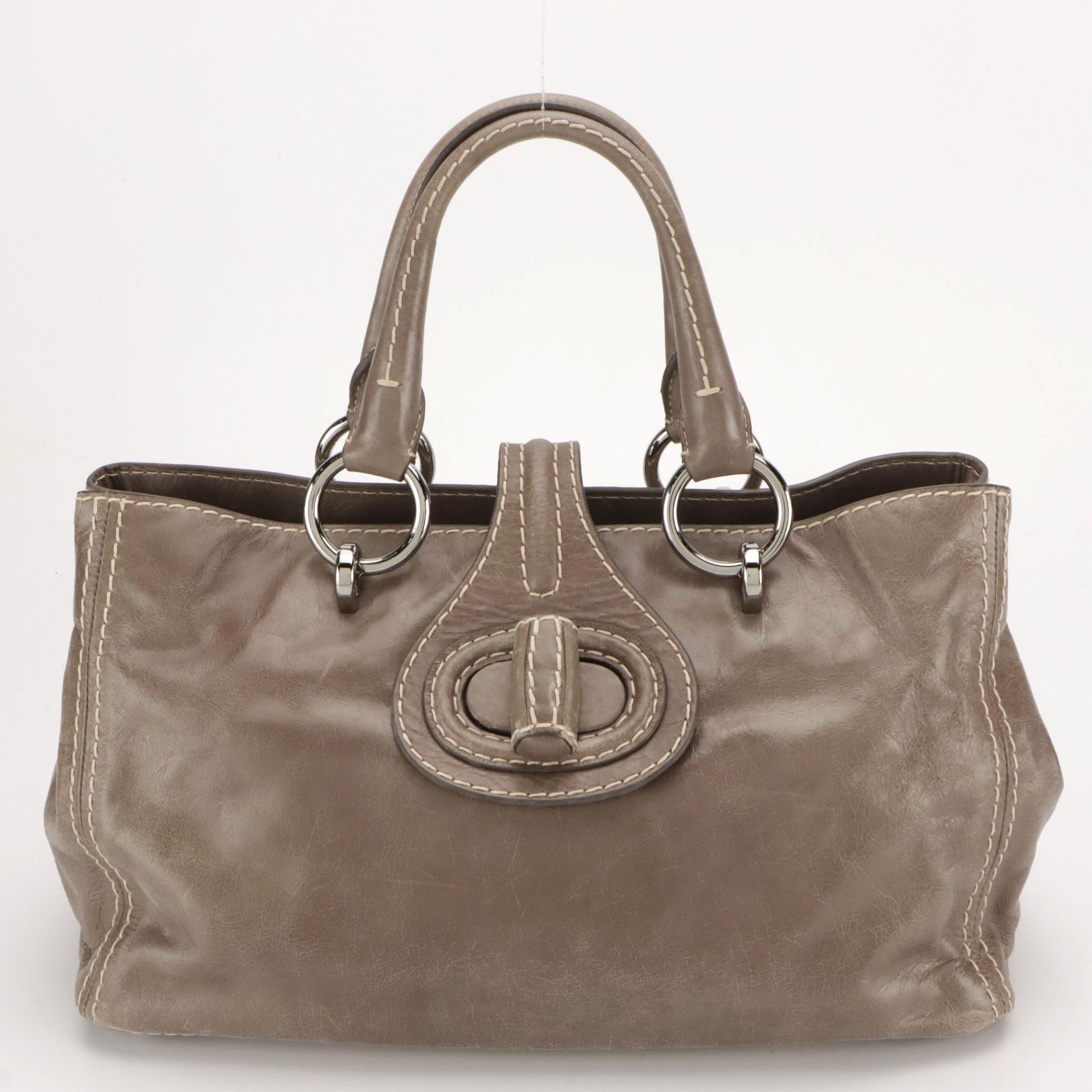 Prada Turnlock Flap Tote Bag BN2067 in Argilla Vitello Shine Leather