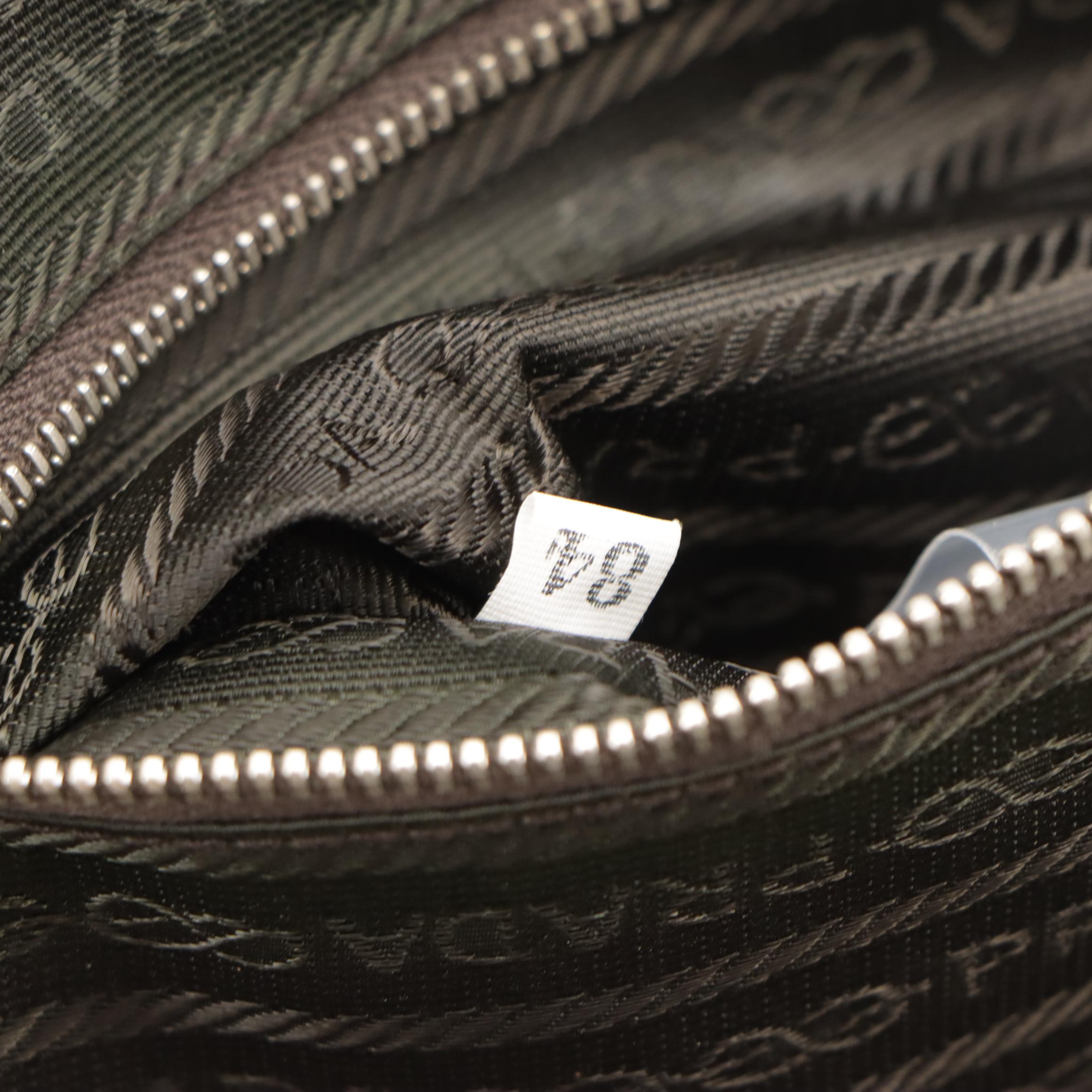 Prada Zip-Around Handbag in Beige Canapa Canvas and Lime Green Cinghiale Leather