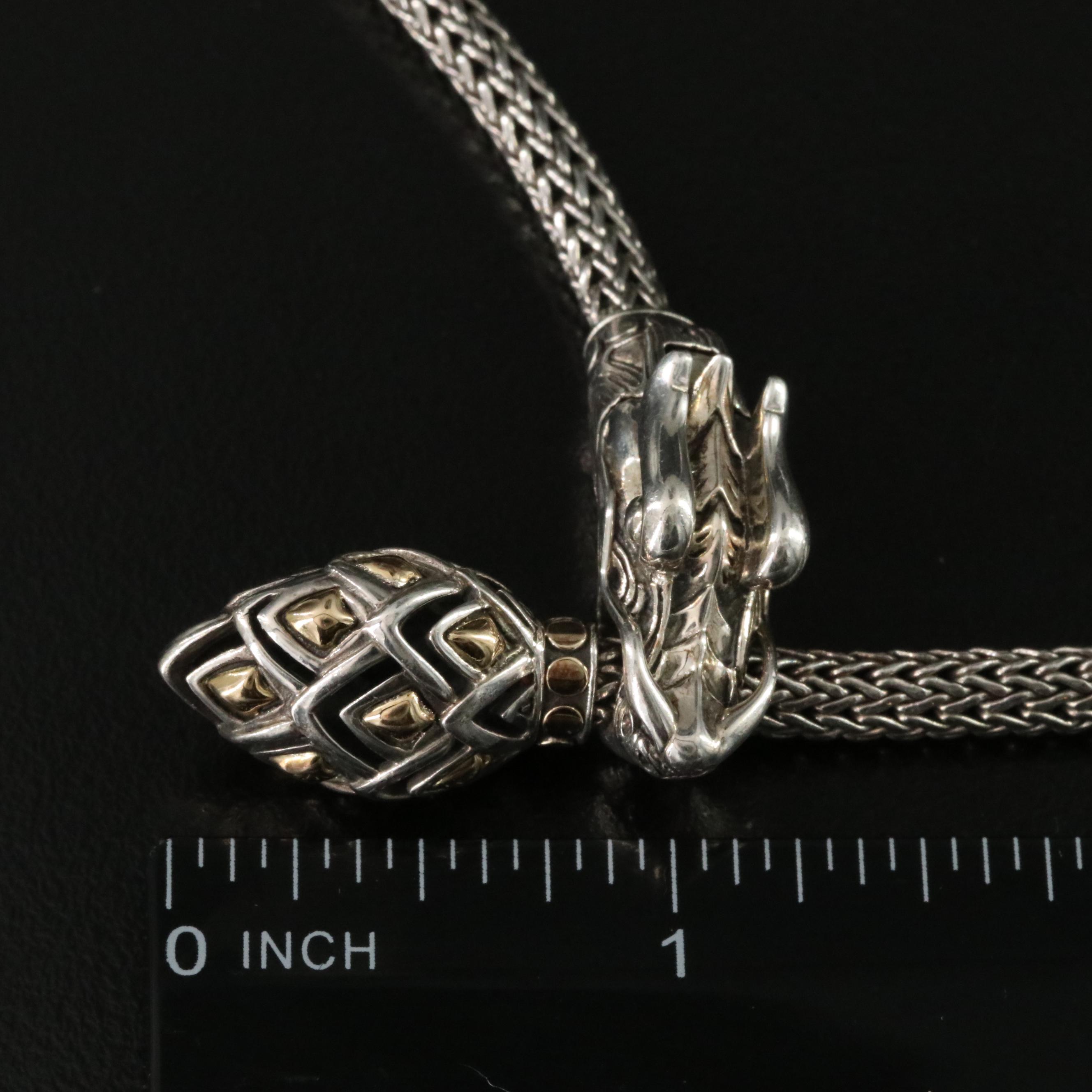 John Hardy Legends Naga Sterling Lariat Necklace with 18K Accents