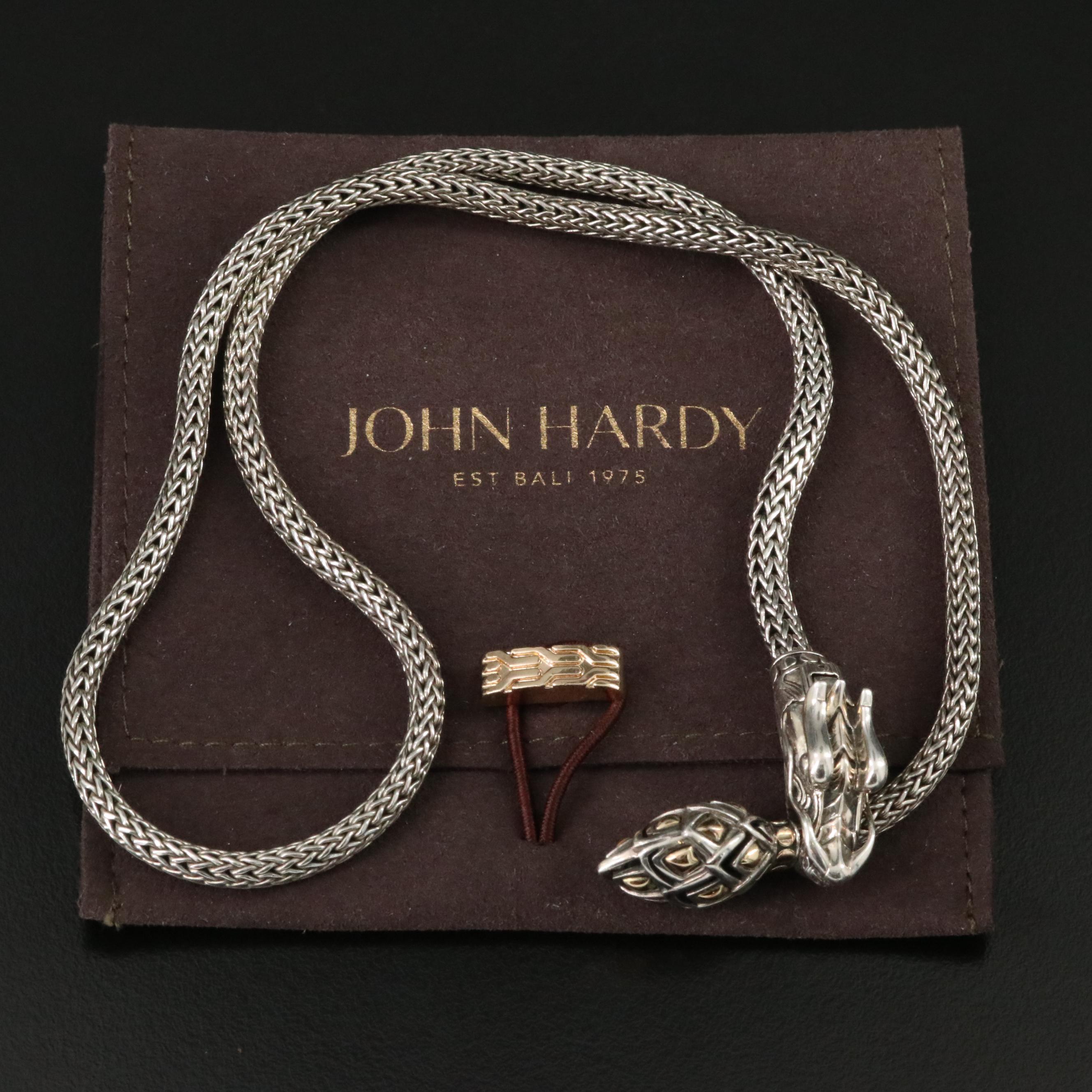 John Hardy Legends Naga Sterling Lariat Necklace with 18K Accents