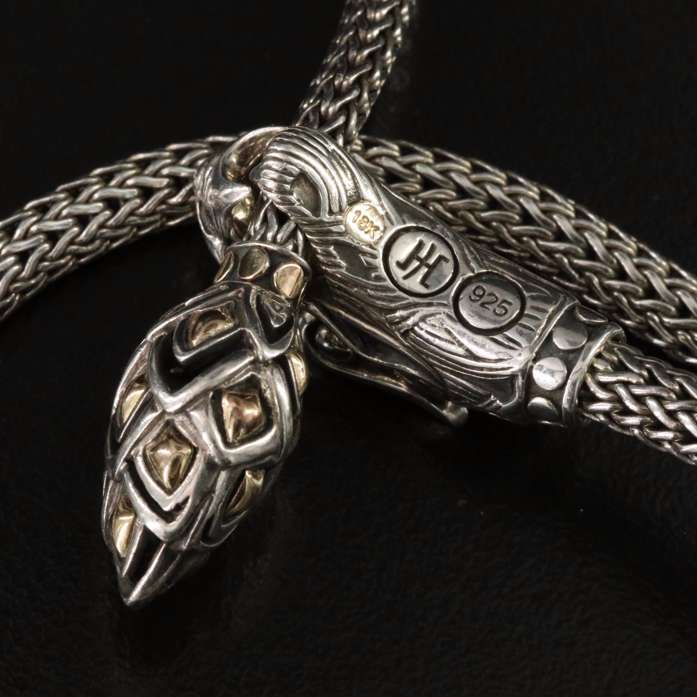 John Hardy Legends Naga Sterling Lariat Necklace with 18K Accents