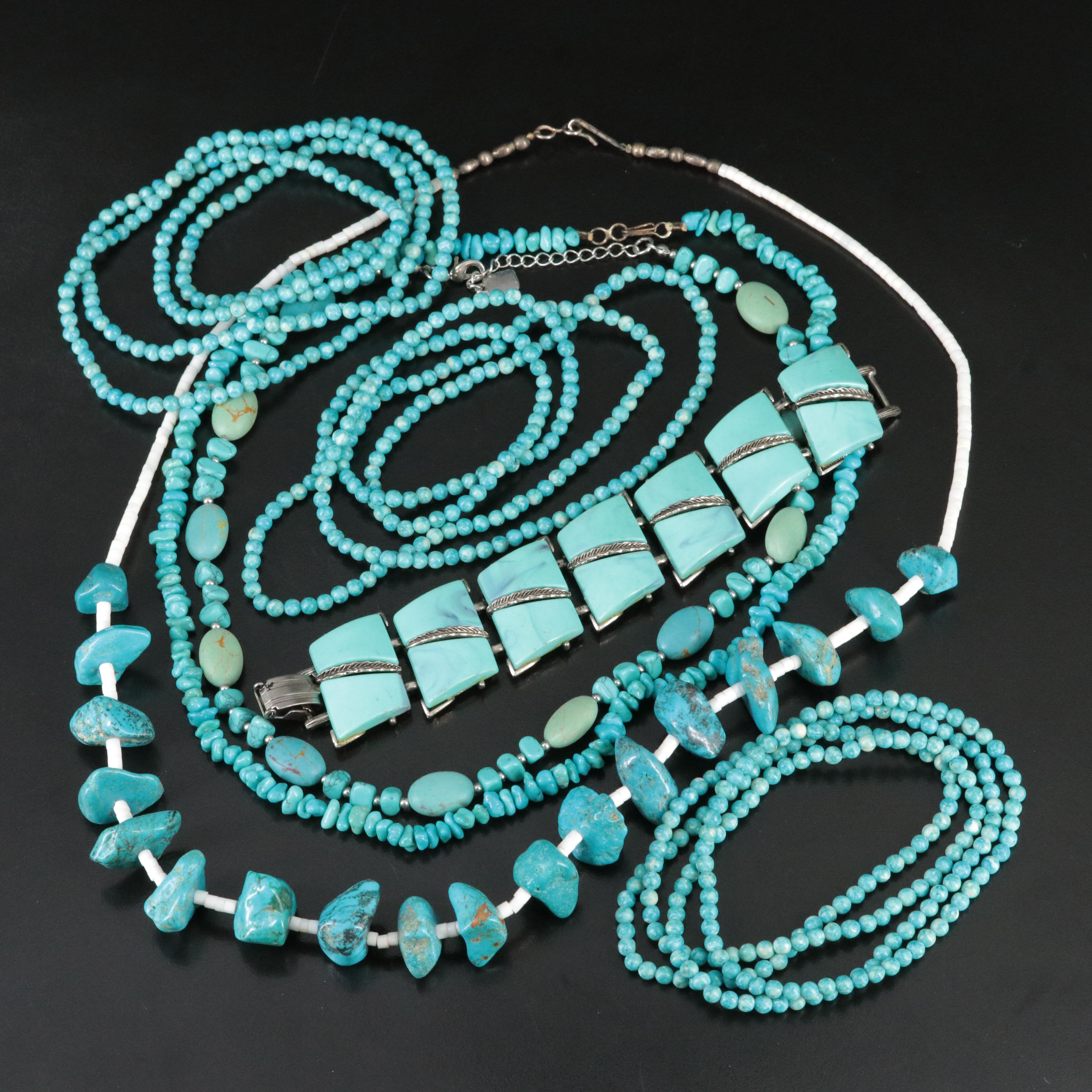 Turquoise and Howlite Featured in Necklace and Bracelet Selection