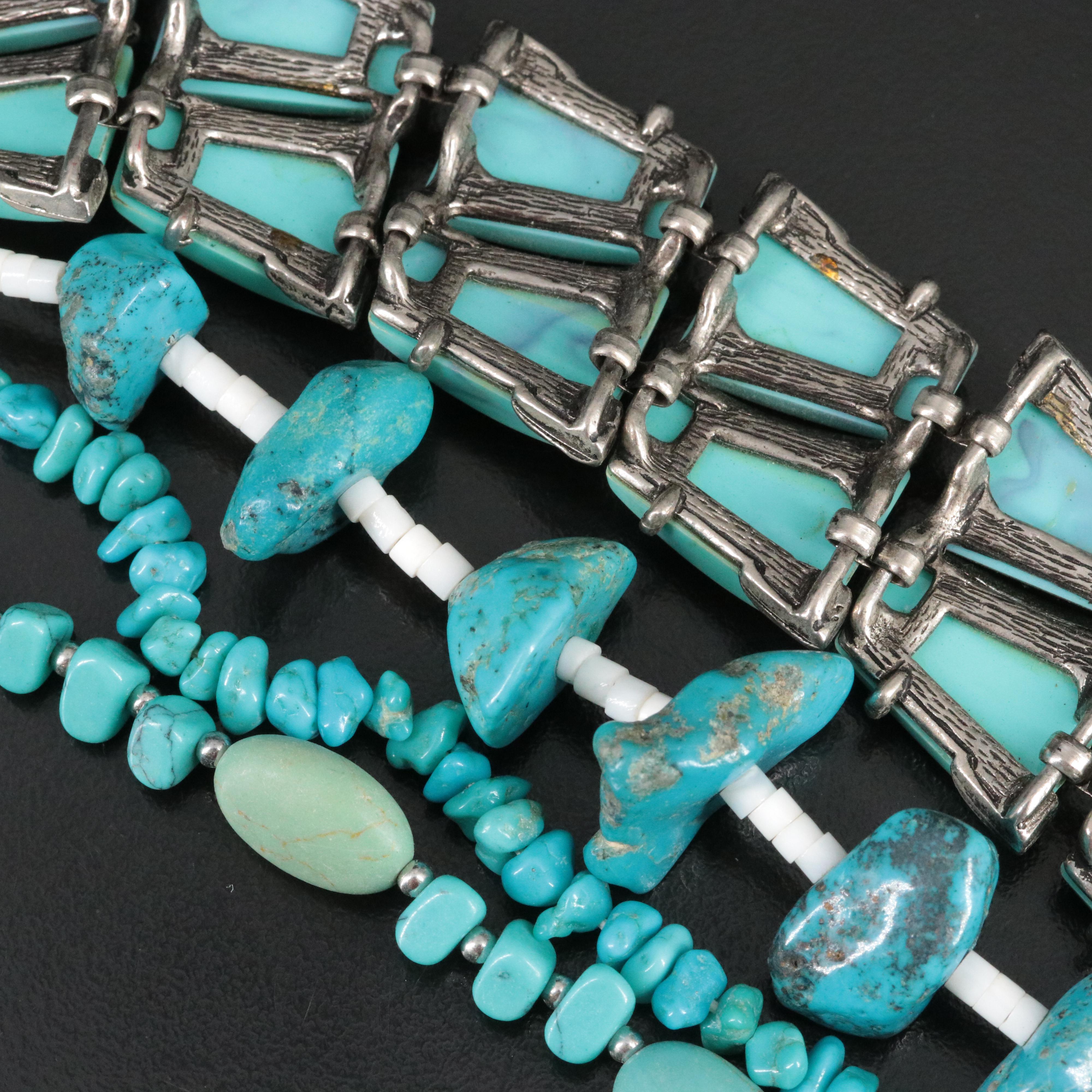 Turquoise and Howlite Featured in Necklace and Bracelet Selection