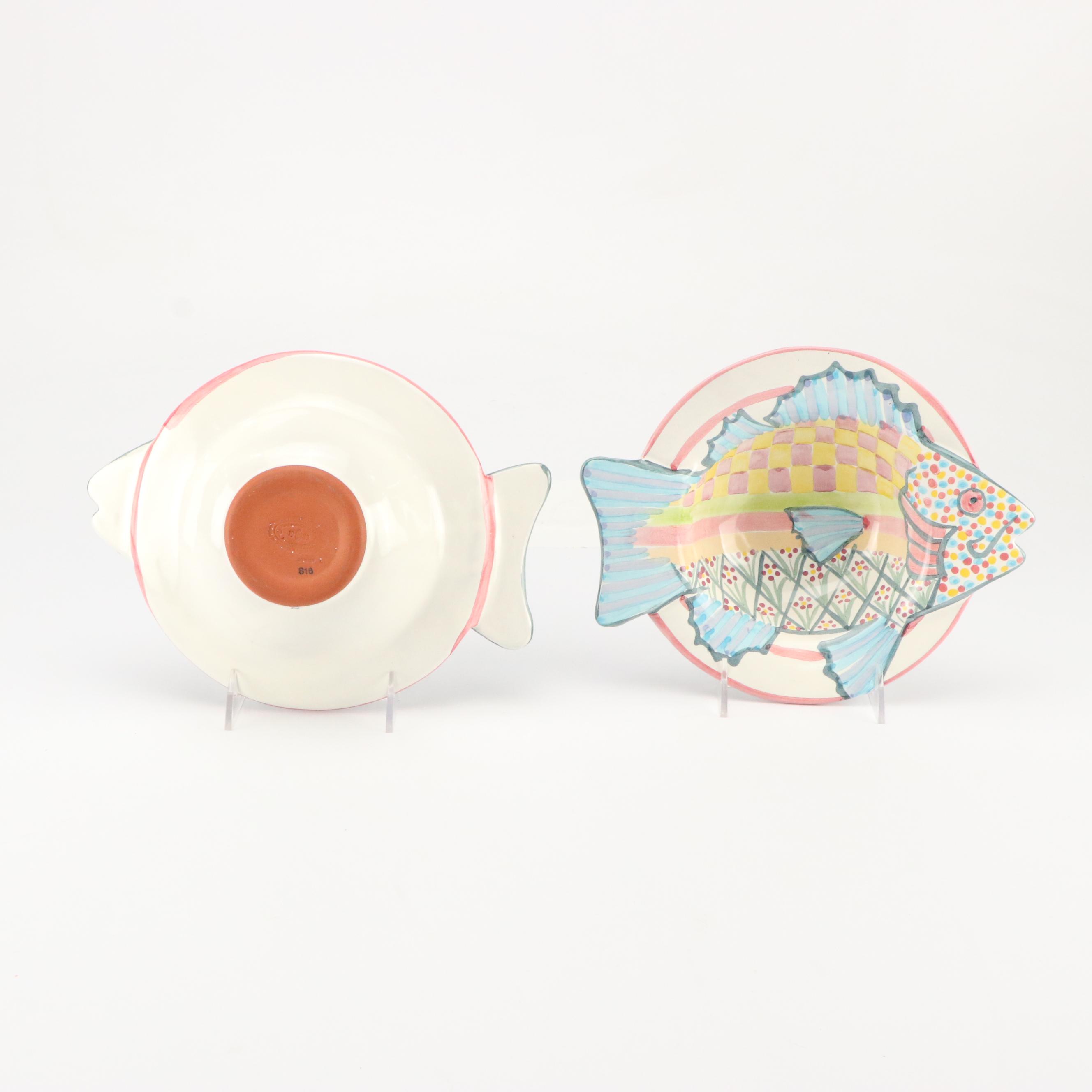 MacKenzie-Childs Ceramic Fish Platter and Bowls