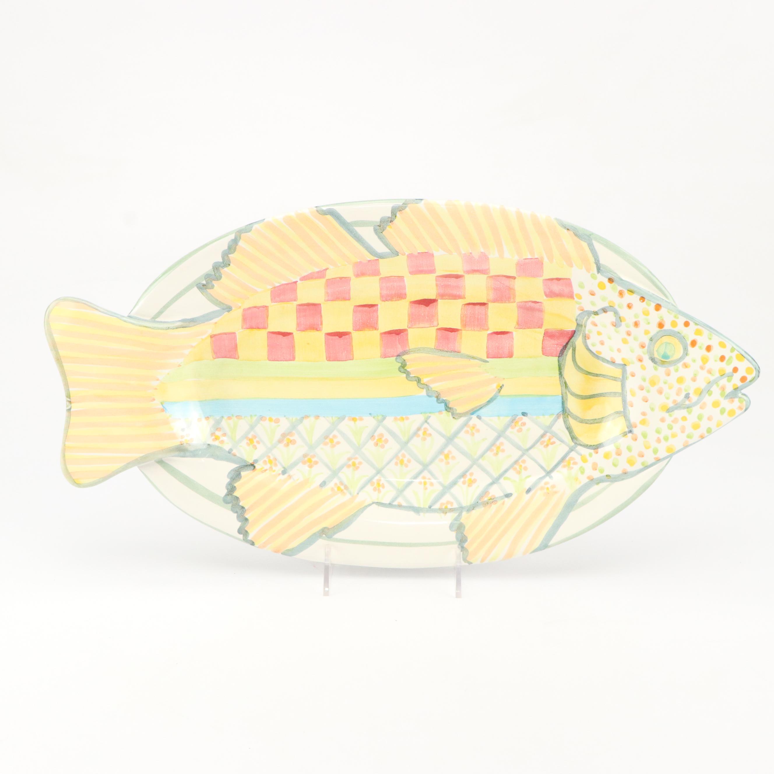 MacKenzie-Childs Ceramic Fish Platter and Bowls