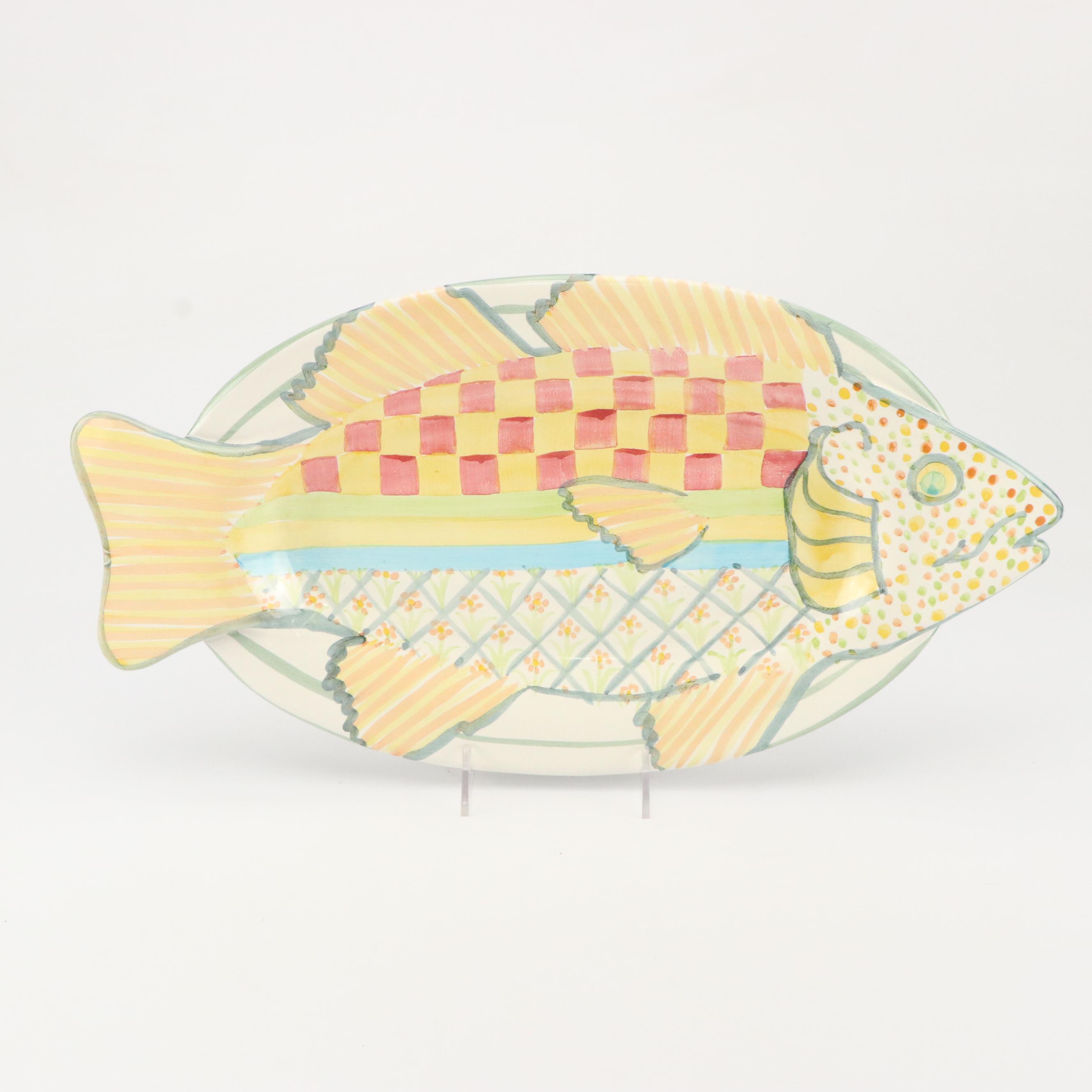 MacKenzie-Childs Ceramic Fish Platter and Bowls