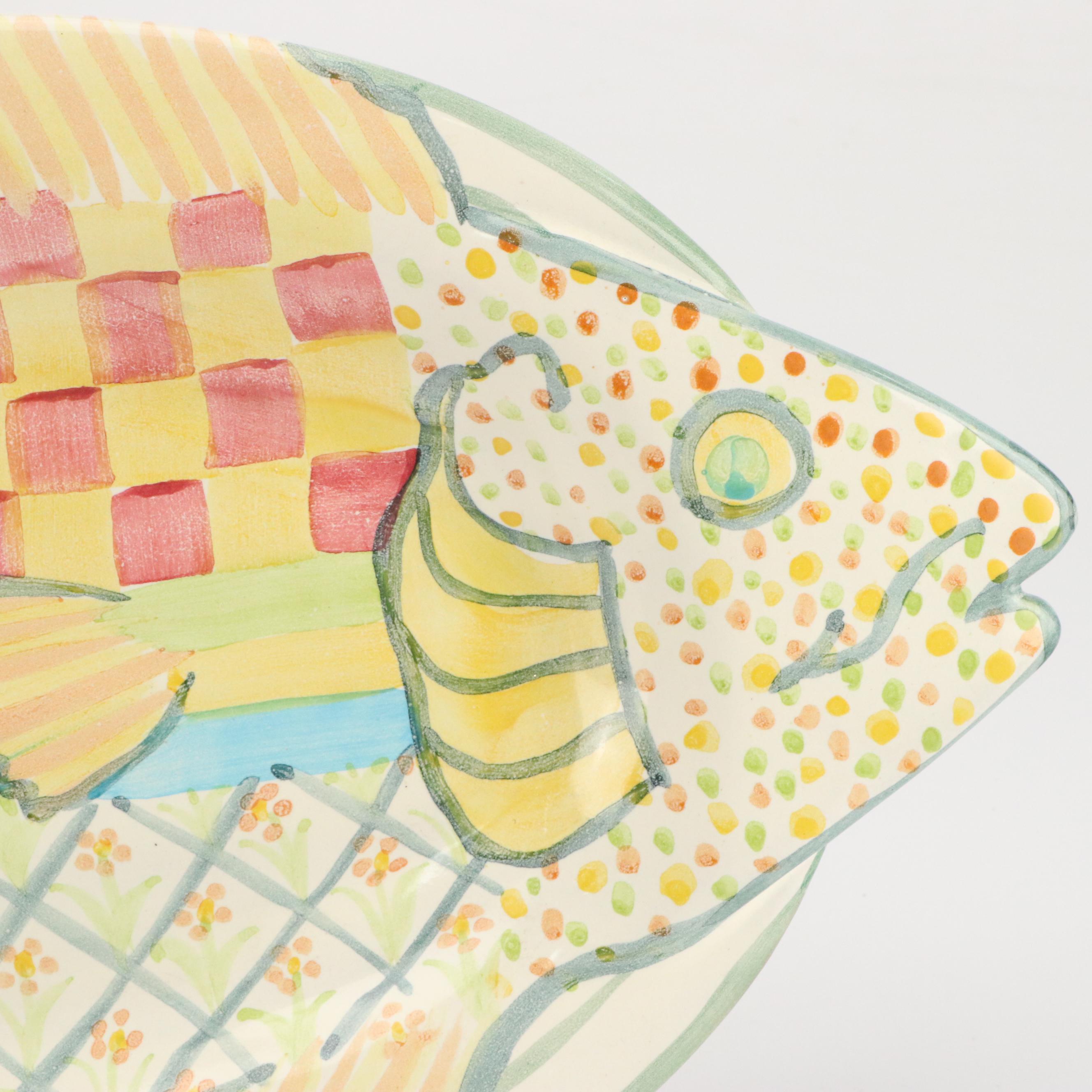 MacKenzie-Childs Ceramic Fish Platter and Bowls