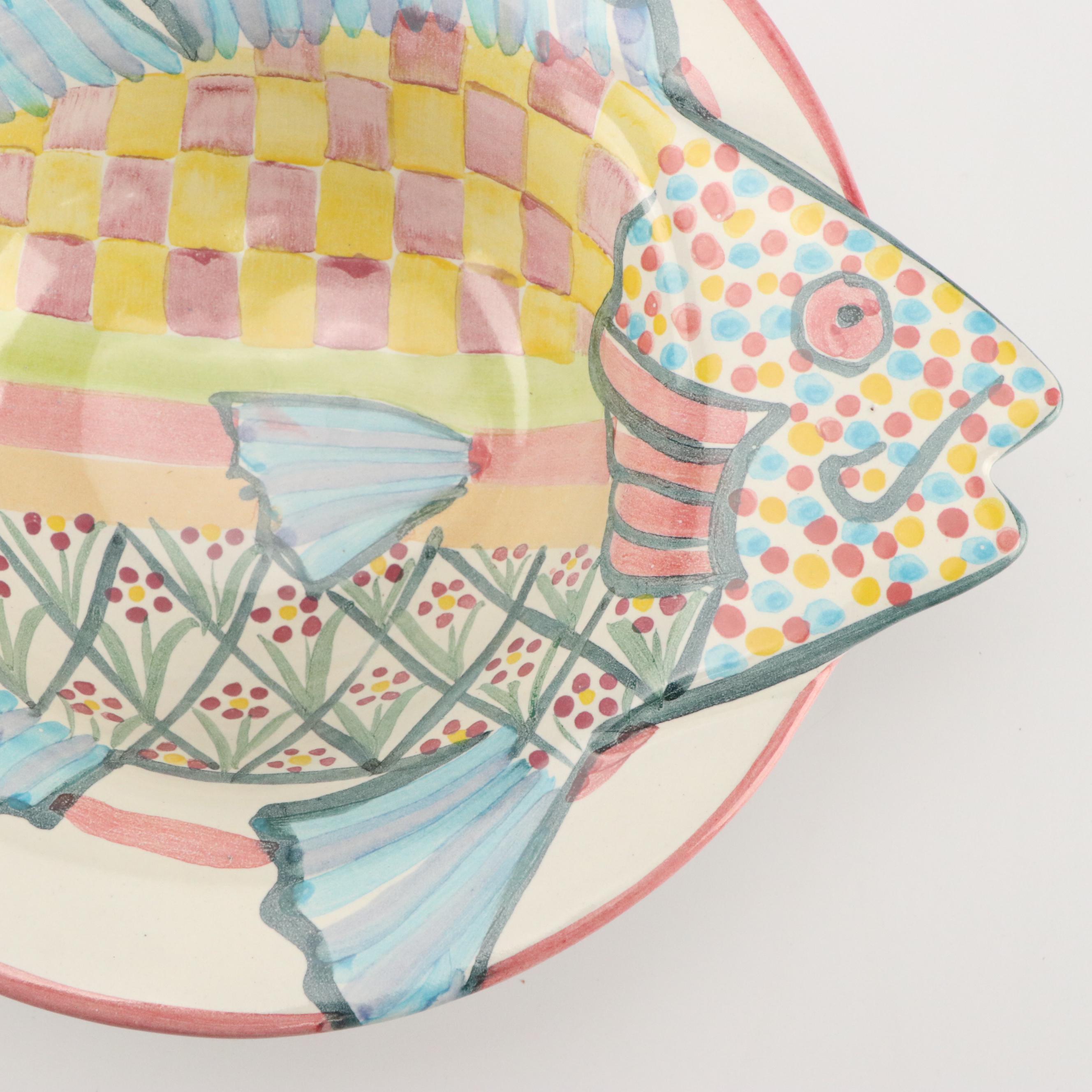 MacKenzie-Childs Ceramic Fish Platter and Bowls