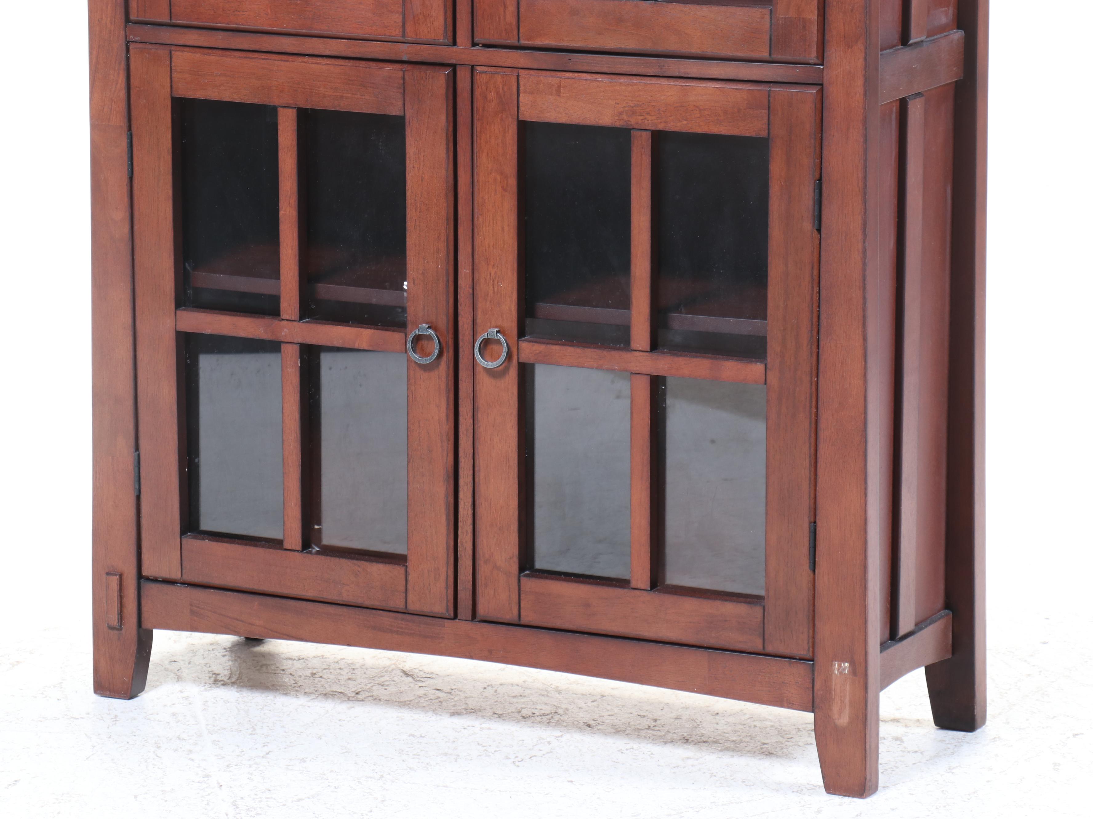 Arts and Crafts Style Glass Front Bookcase