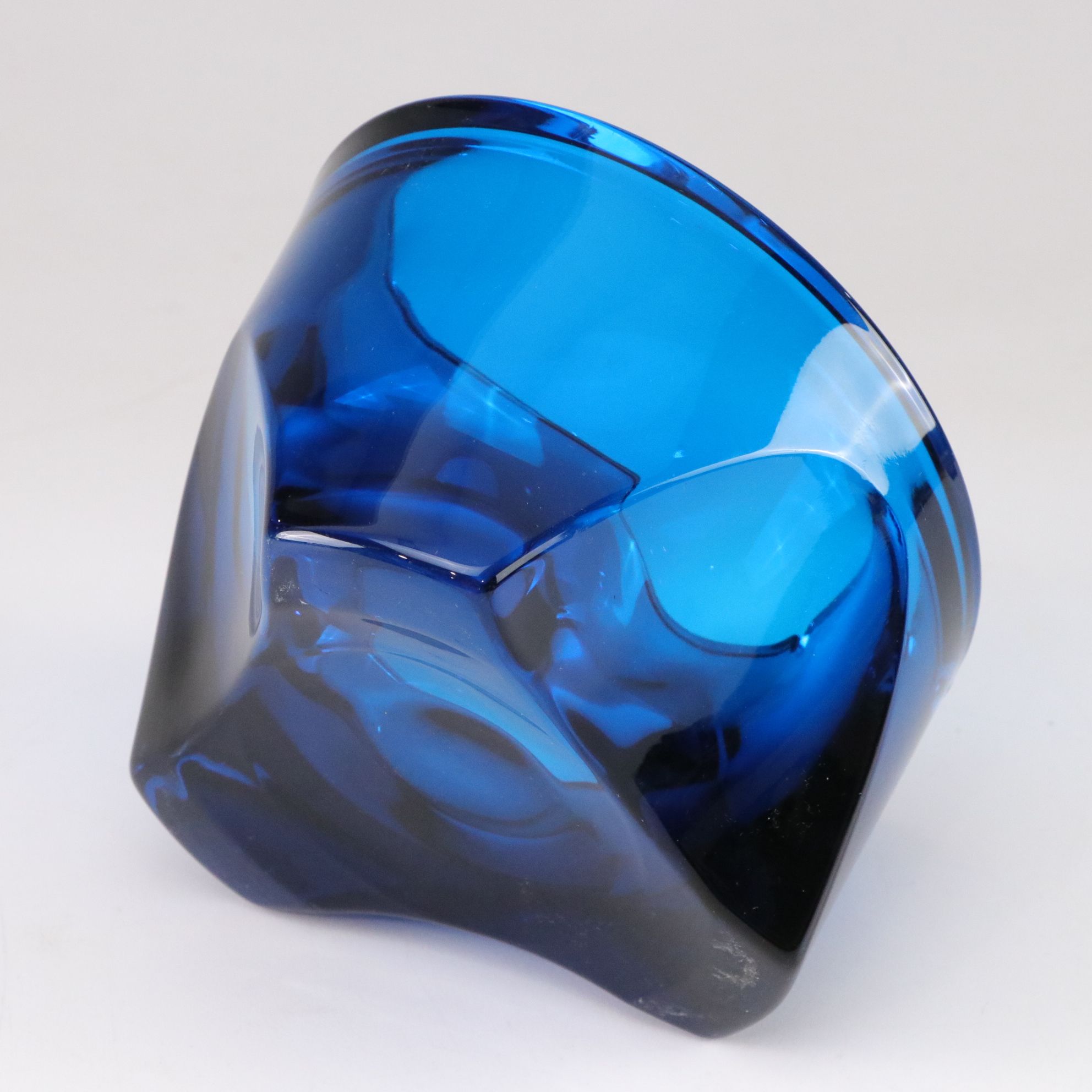 Two Viking Mid Century Modern Cobalt Blue Glass Ashtrays