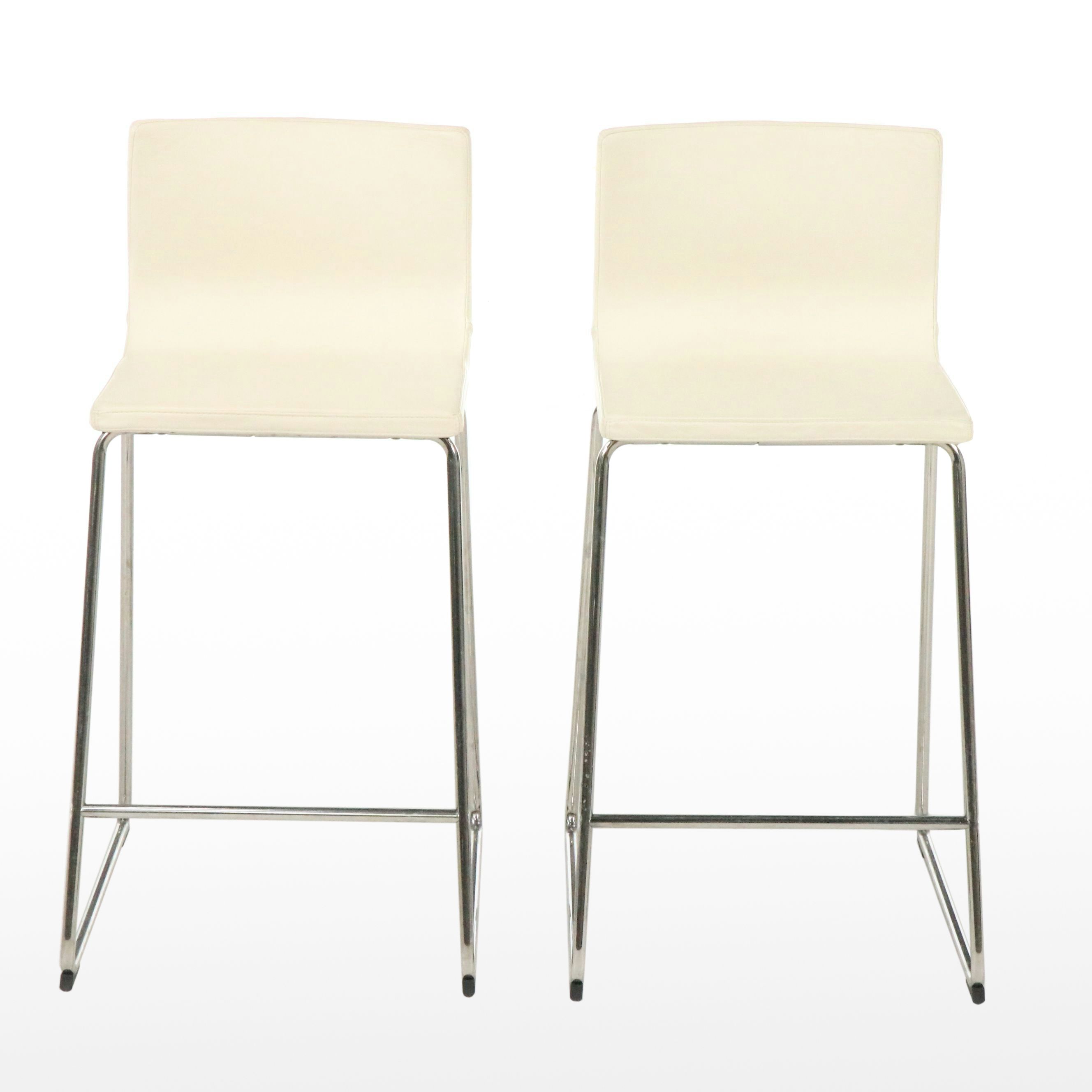 IKEA "Bernhard" White Faux Leather Barstools