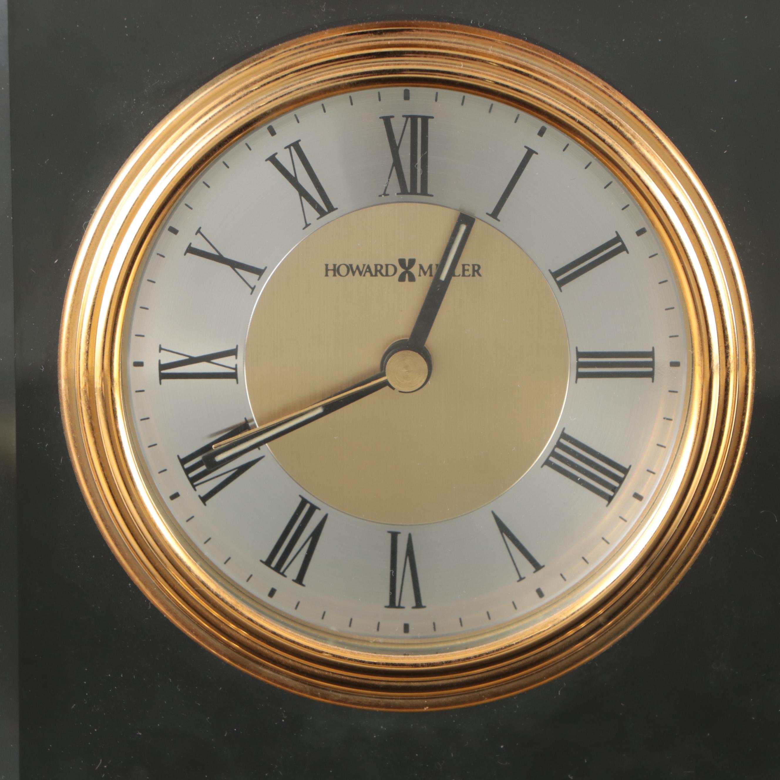 Howard Miller Brass Pillar Desk Clock