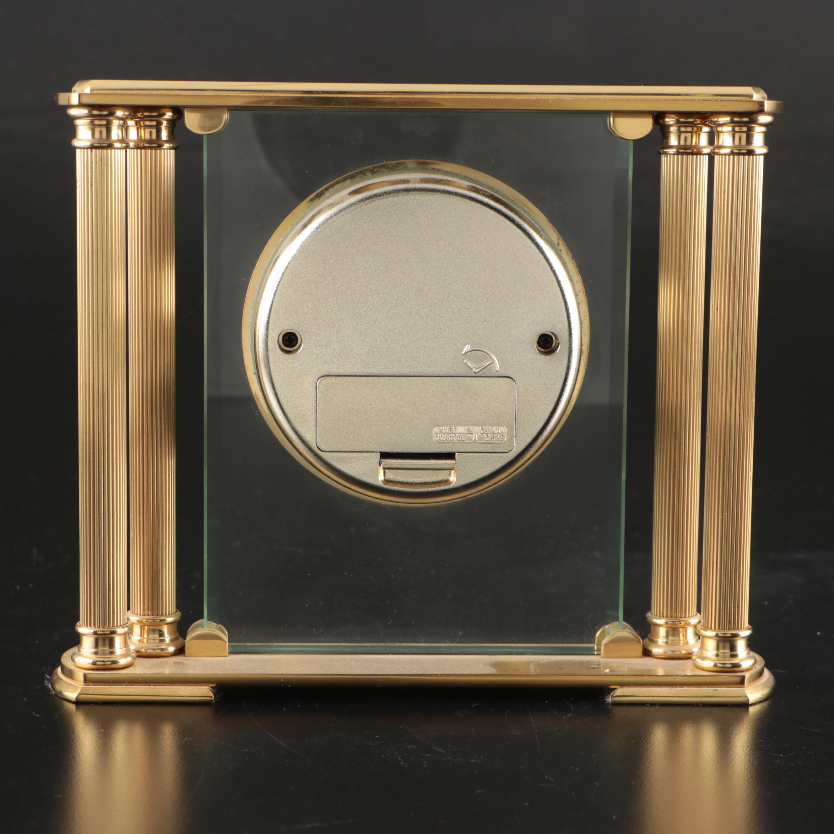 Howard Miller Brass Pillar Desk Clock