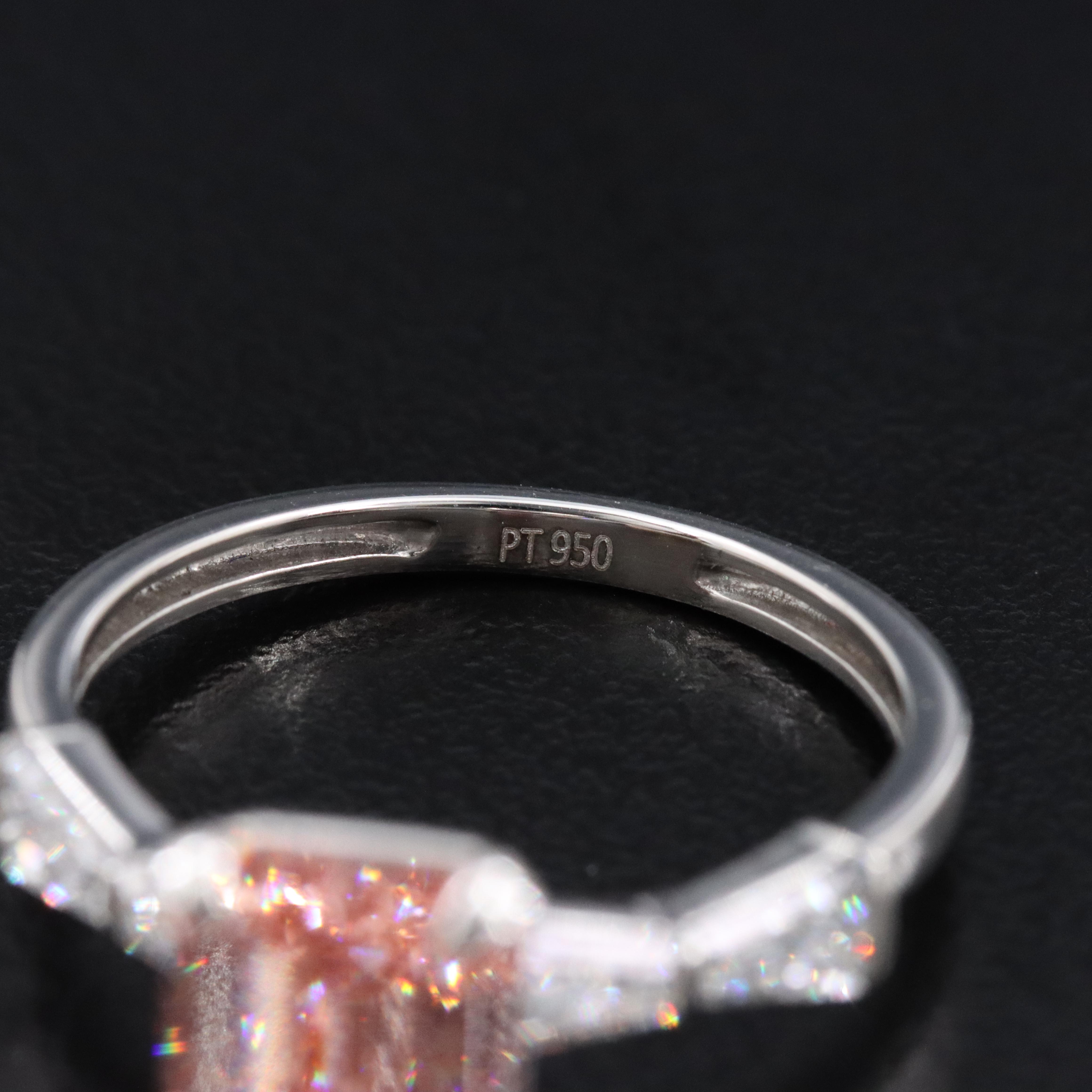 Platinum 3.80 CTW Lab Grown Diamond Ring with Fancy Pink Center and IGI Report