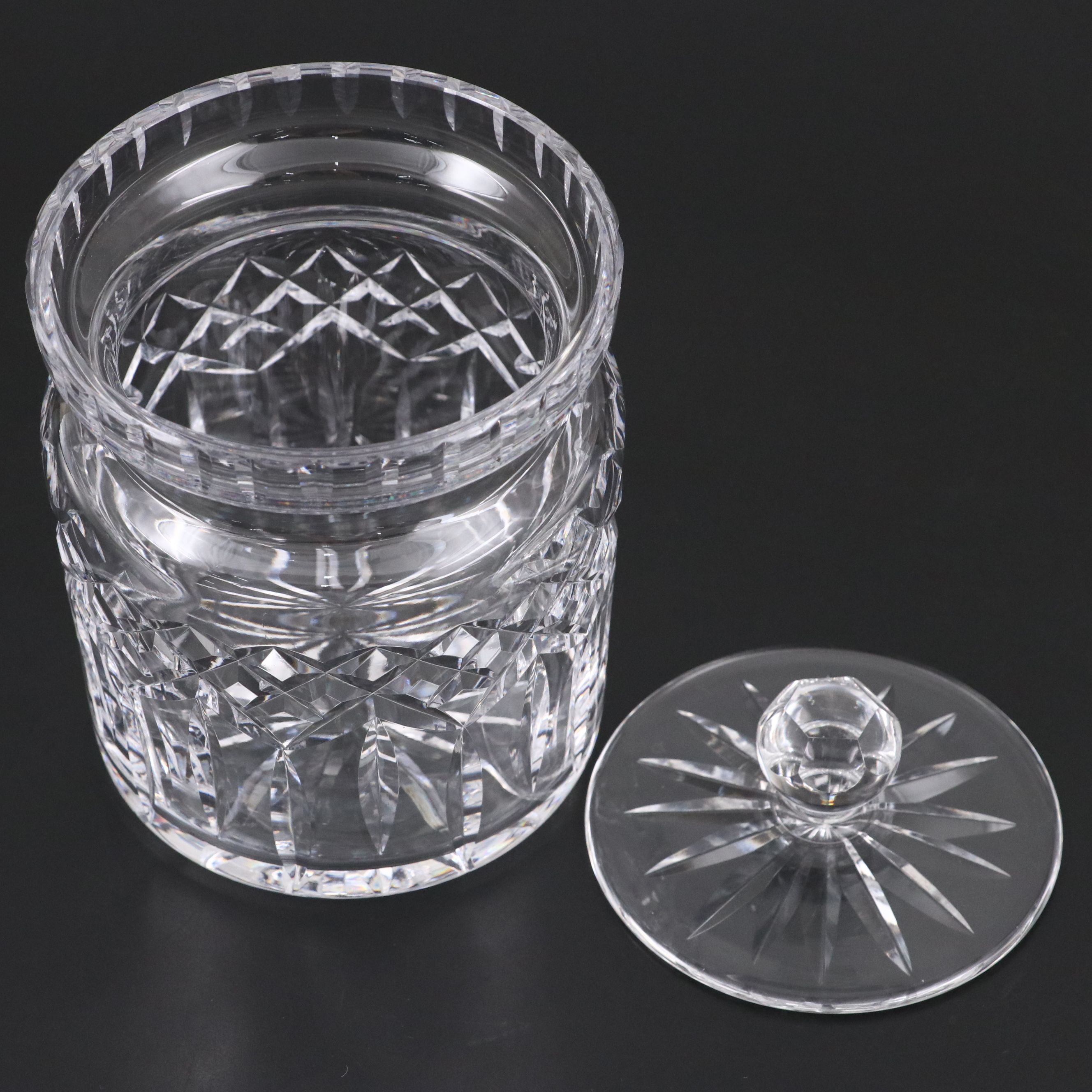 Waterford "Lismore" Crystal Biscuit Barrel and Vanity Box