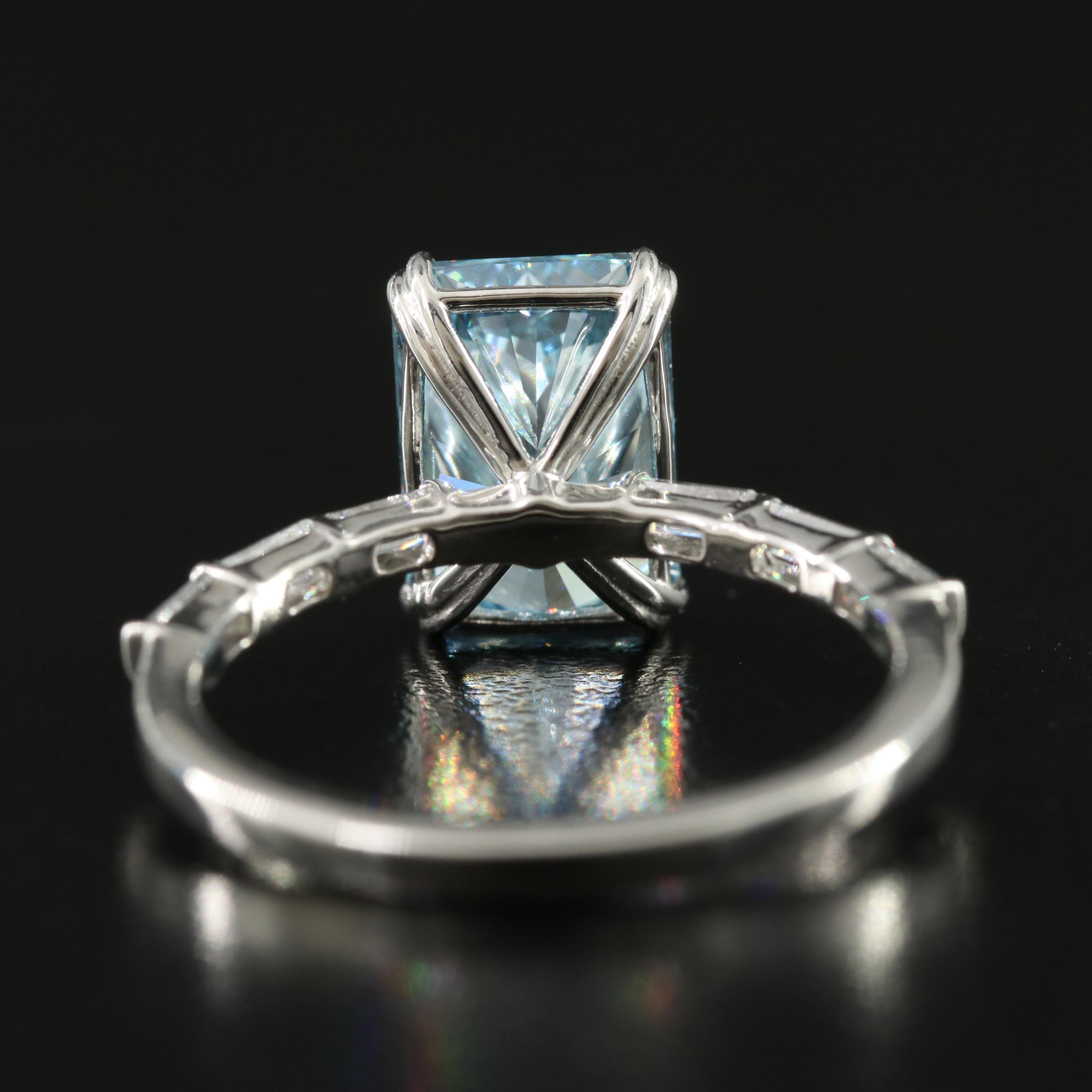 Platinum 3.39 CTW Lab Grown Diamond Ring with Fancy Blue Center and IGI Report