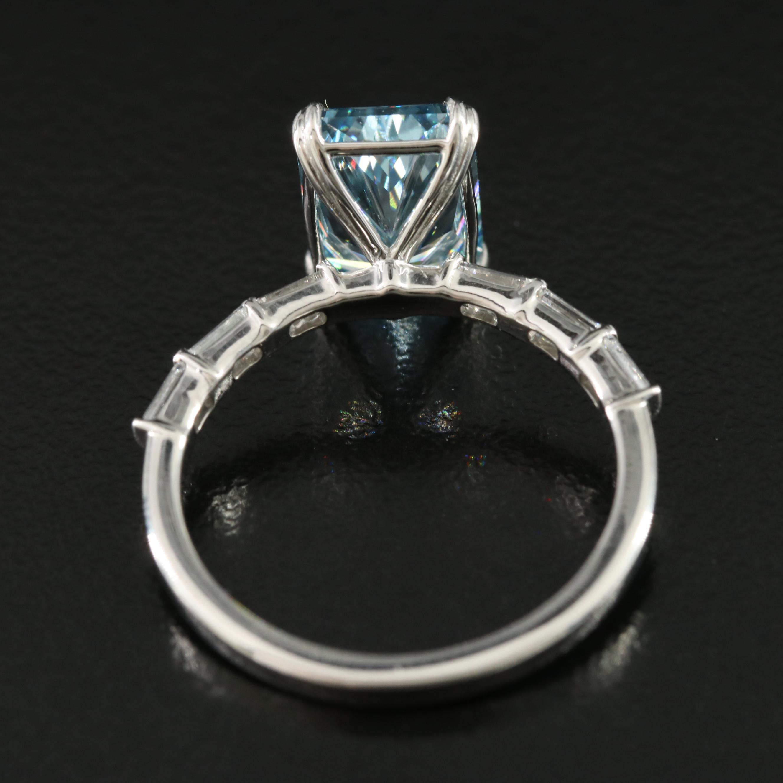 Platinum 3.39 CTW Lab Grown Diamond Ring with Fancy Blue Center and IGI Report