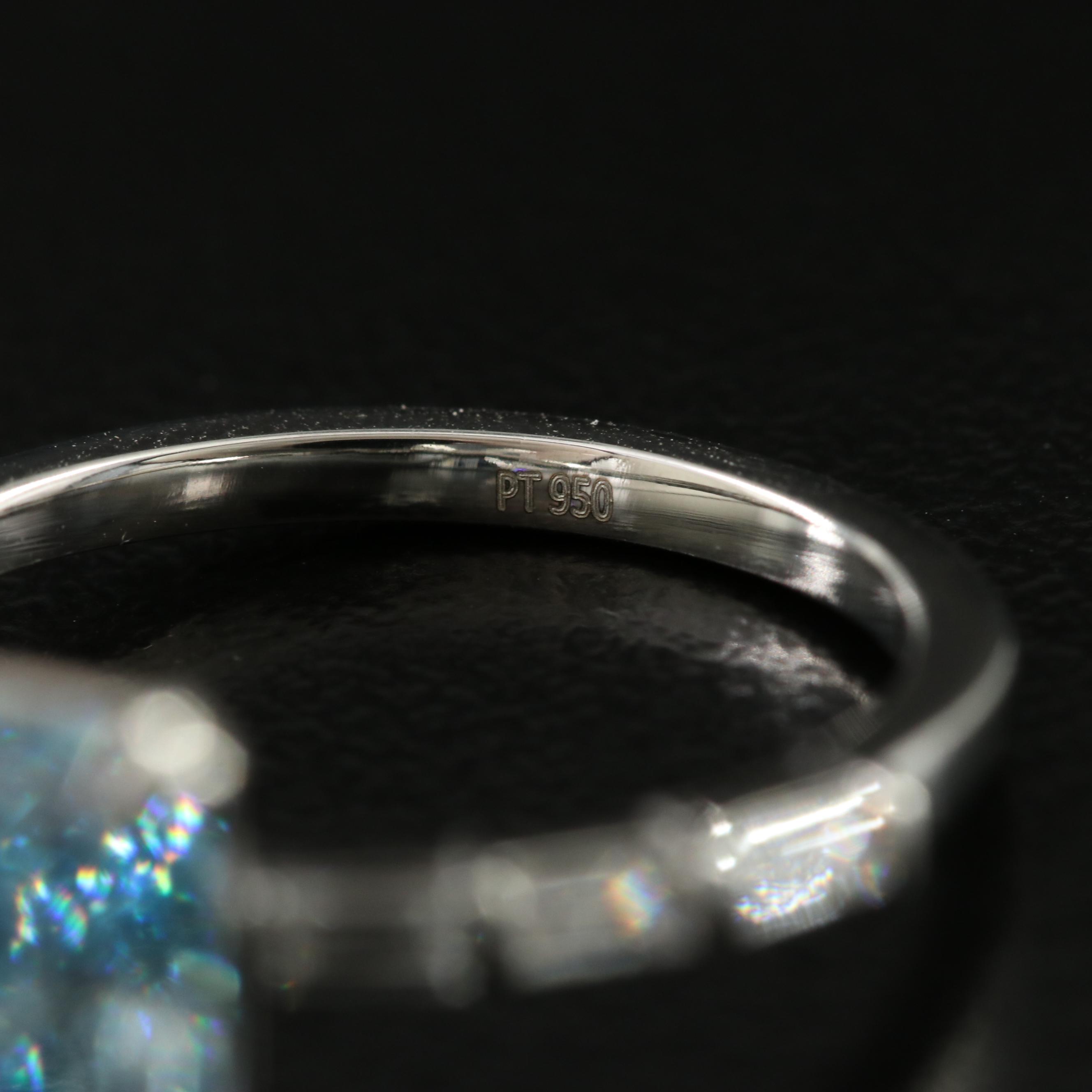 Platinum 3.39 CTW Lab Grown Diamond Ring with Fancy Blue Center and IGI Report