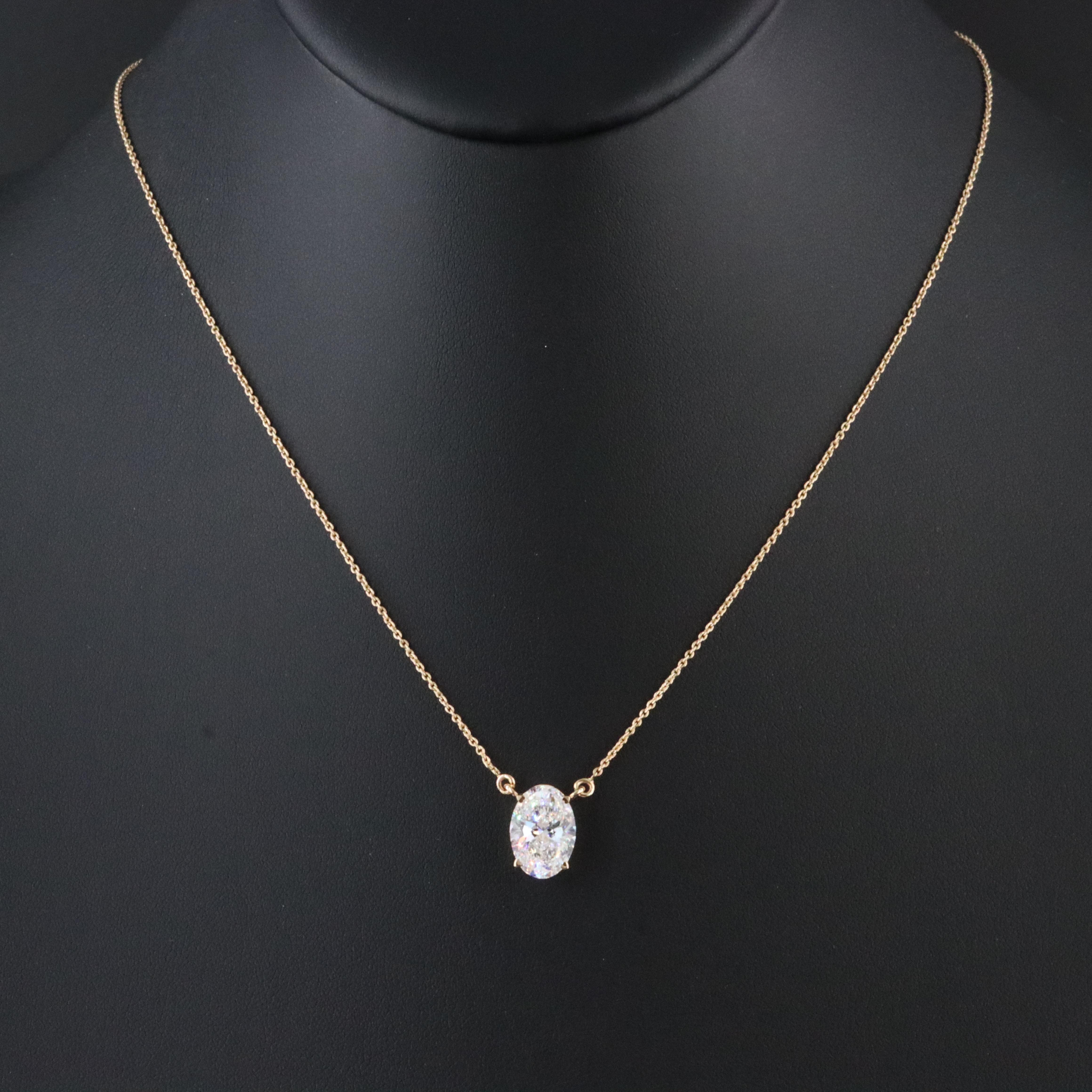 18K 3.01 CT Lab Grown Diamond Solitaire Necklace with IGI Repot