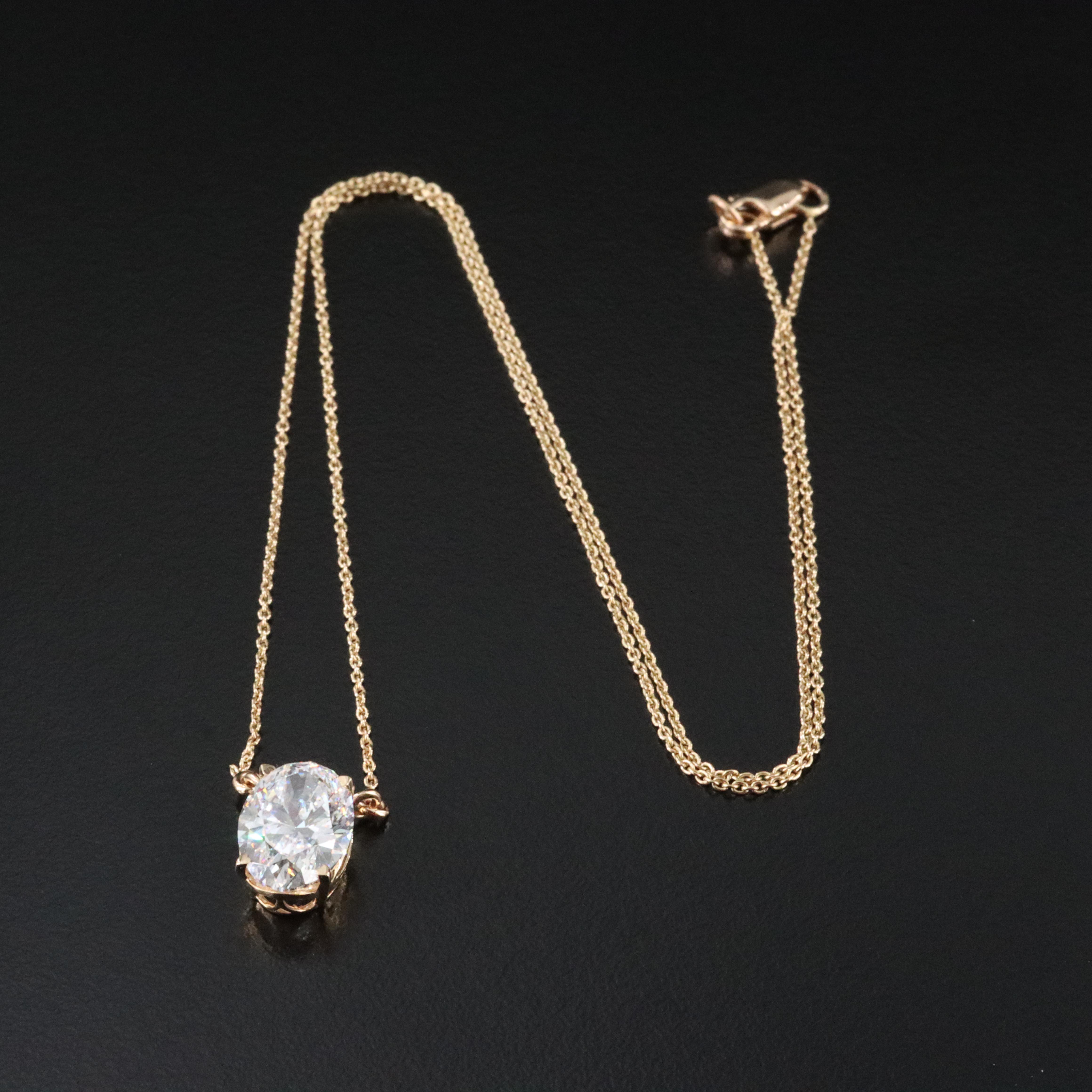 18K 3.01 CT Lab Grown Diamond Solitaire Necklace with IGI Repot