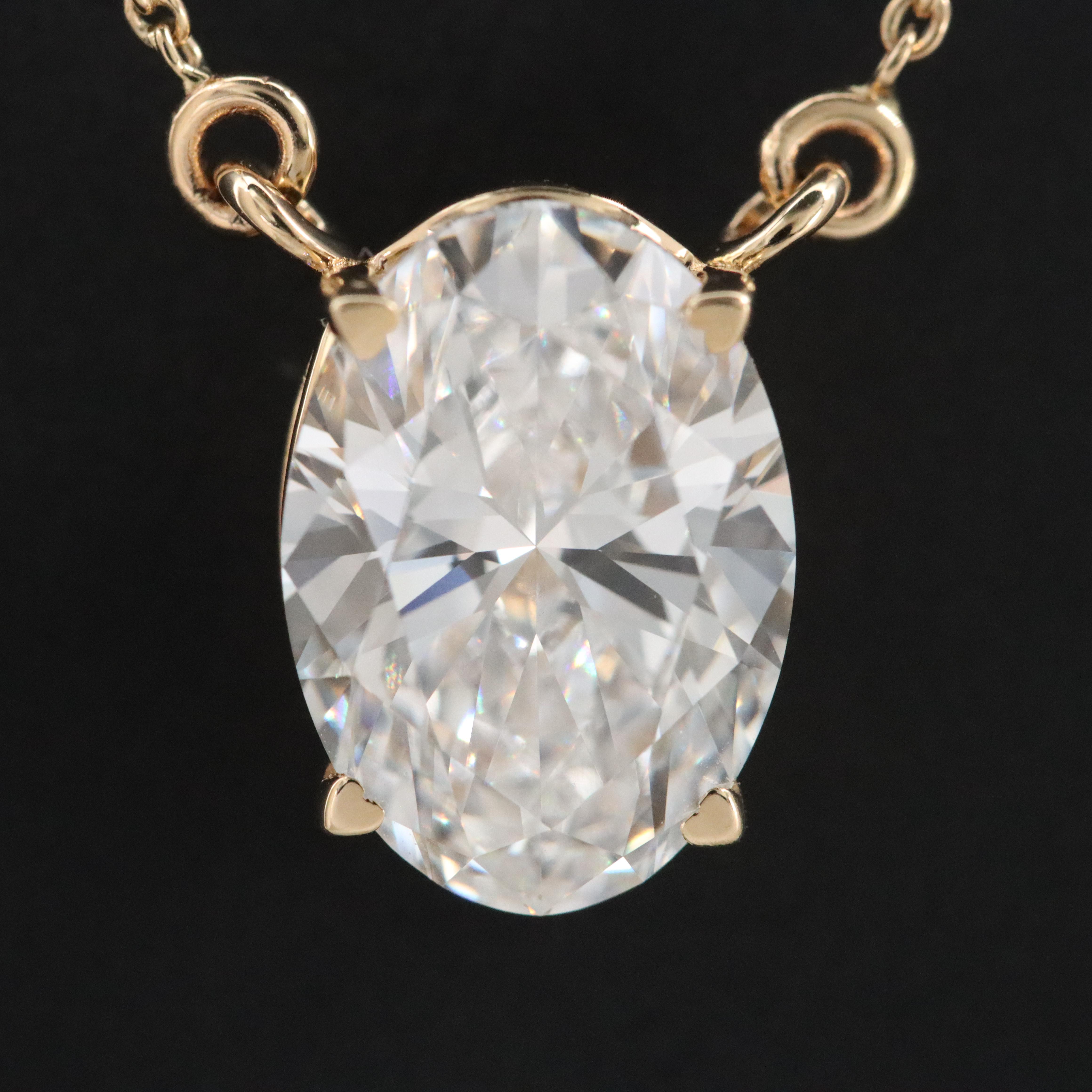 18K 3.01 CT Lab Grown Diamond Solitaire Necklace with IGI Repot