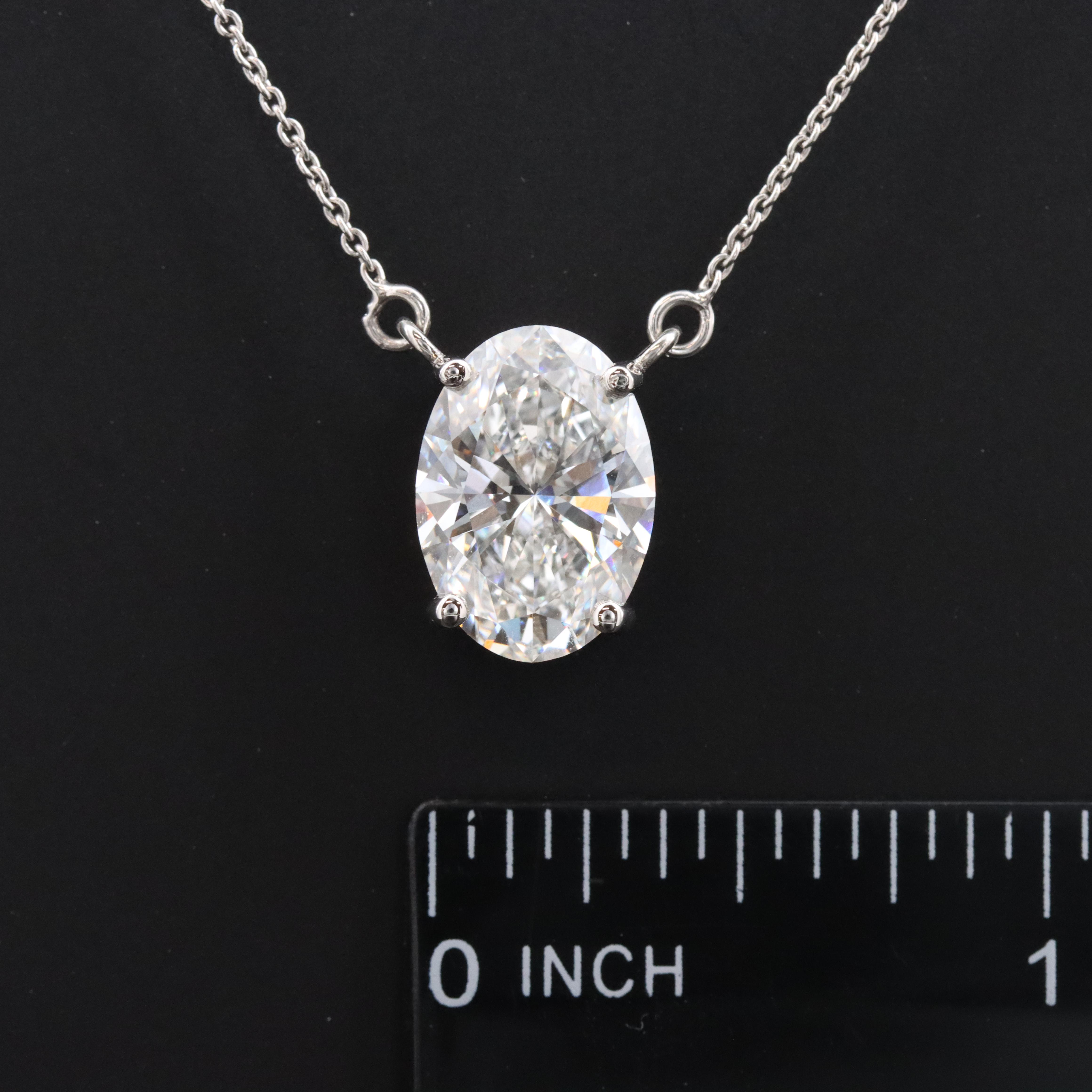 Platinum 4.93 CT Lab Grown Diamond Solitaire Necklace with IGI Report