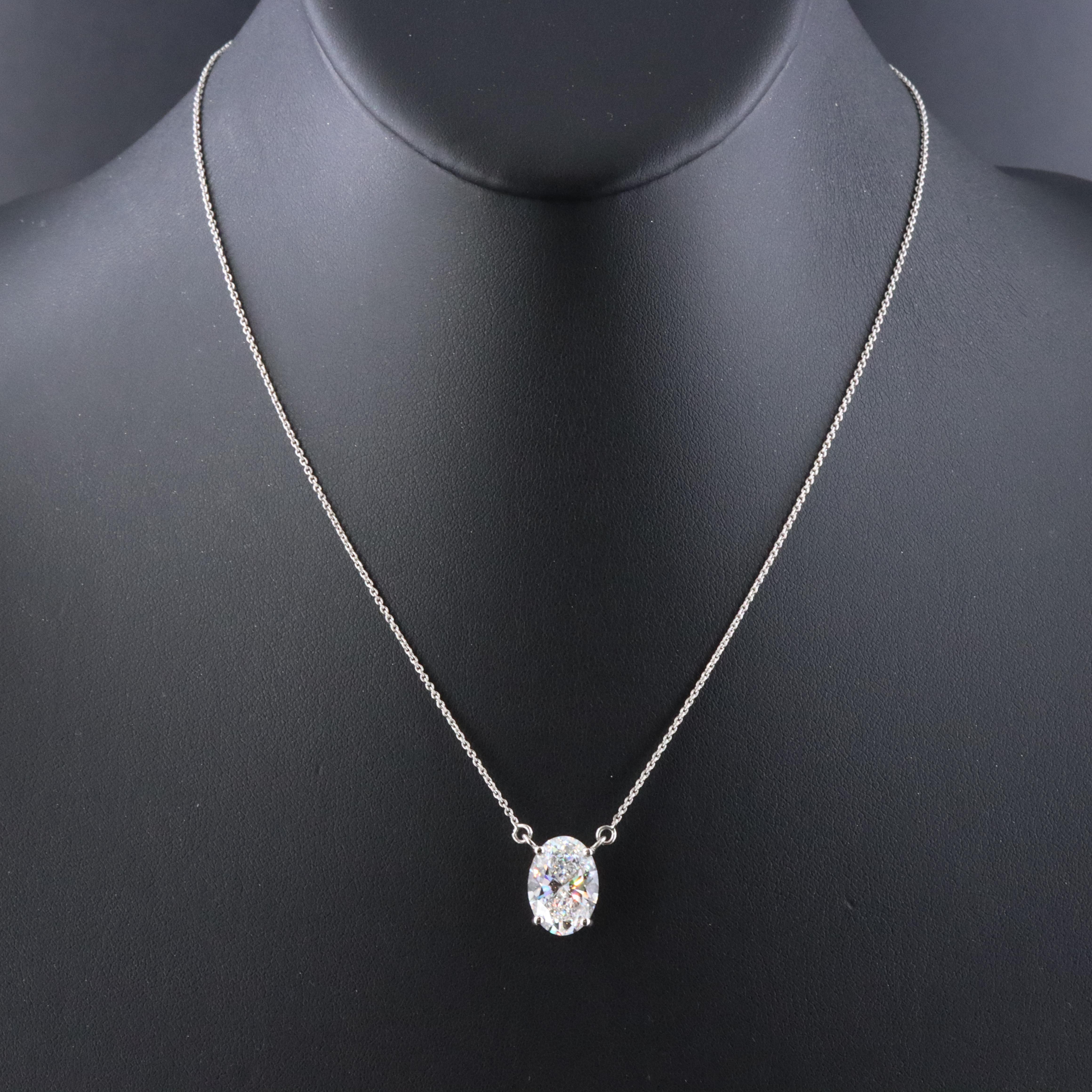 Platinum 4.93 CT Lab Grown Diamond Solitaire Necklace with IGI Report