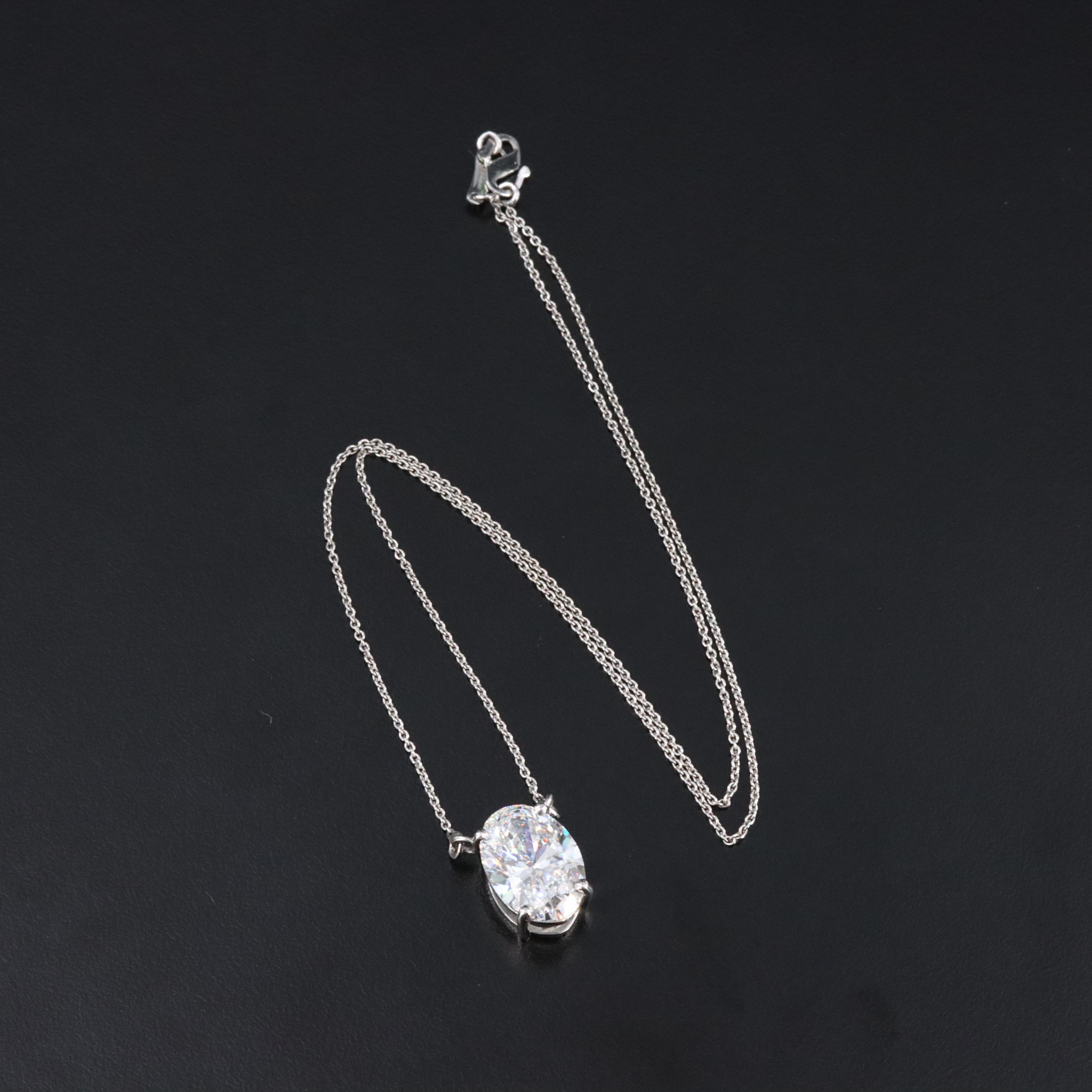 Platinum 4.93 CT Lab Grown Diamond Solitaire Necklace with IGI Report