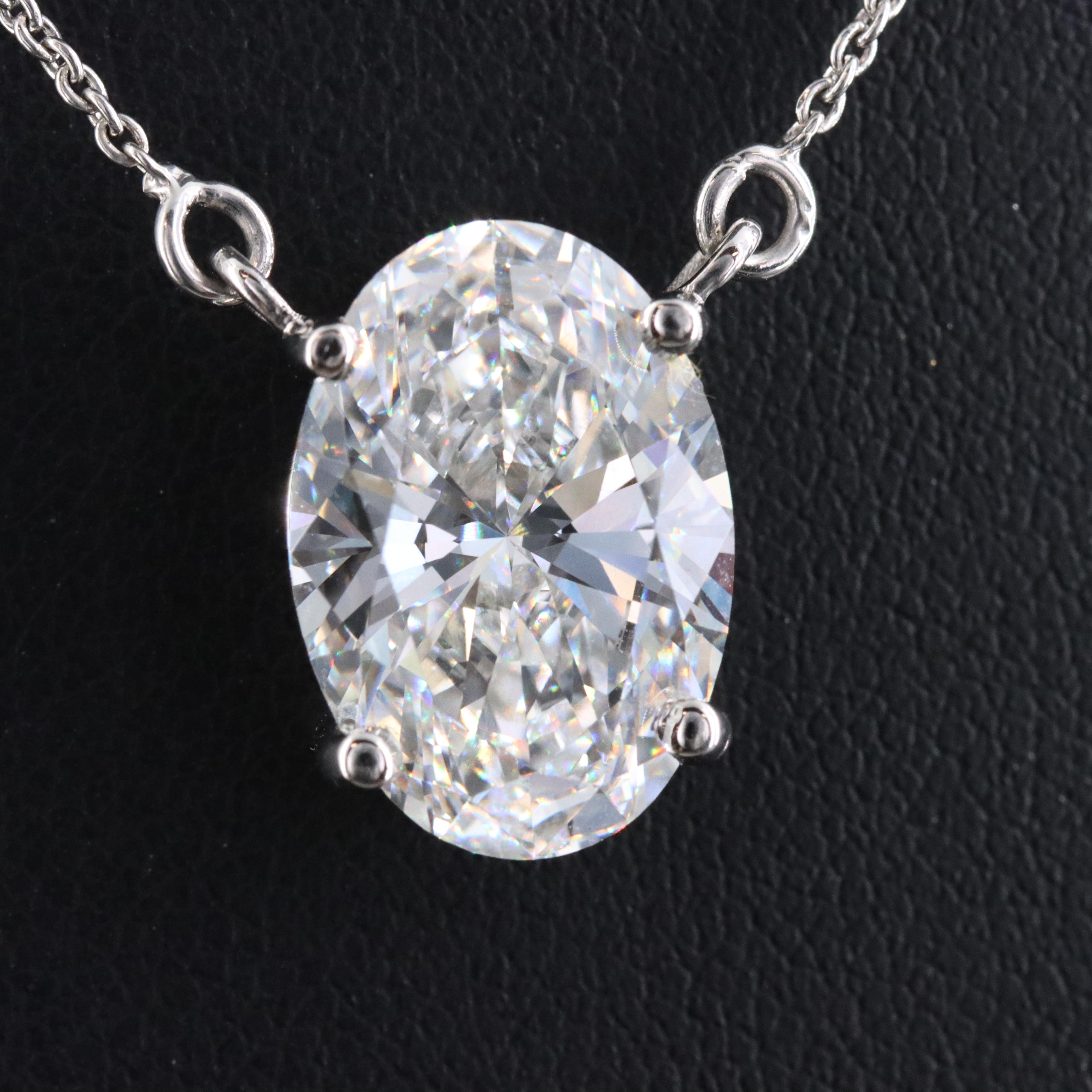 Platinum 4.89 CT Lab Grown Diamond Solitaire Necklace with IGI Report