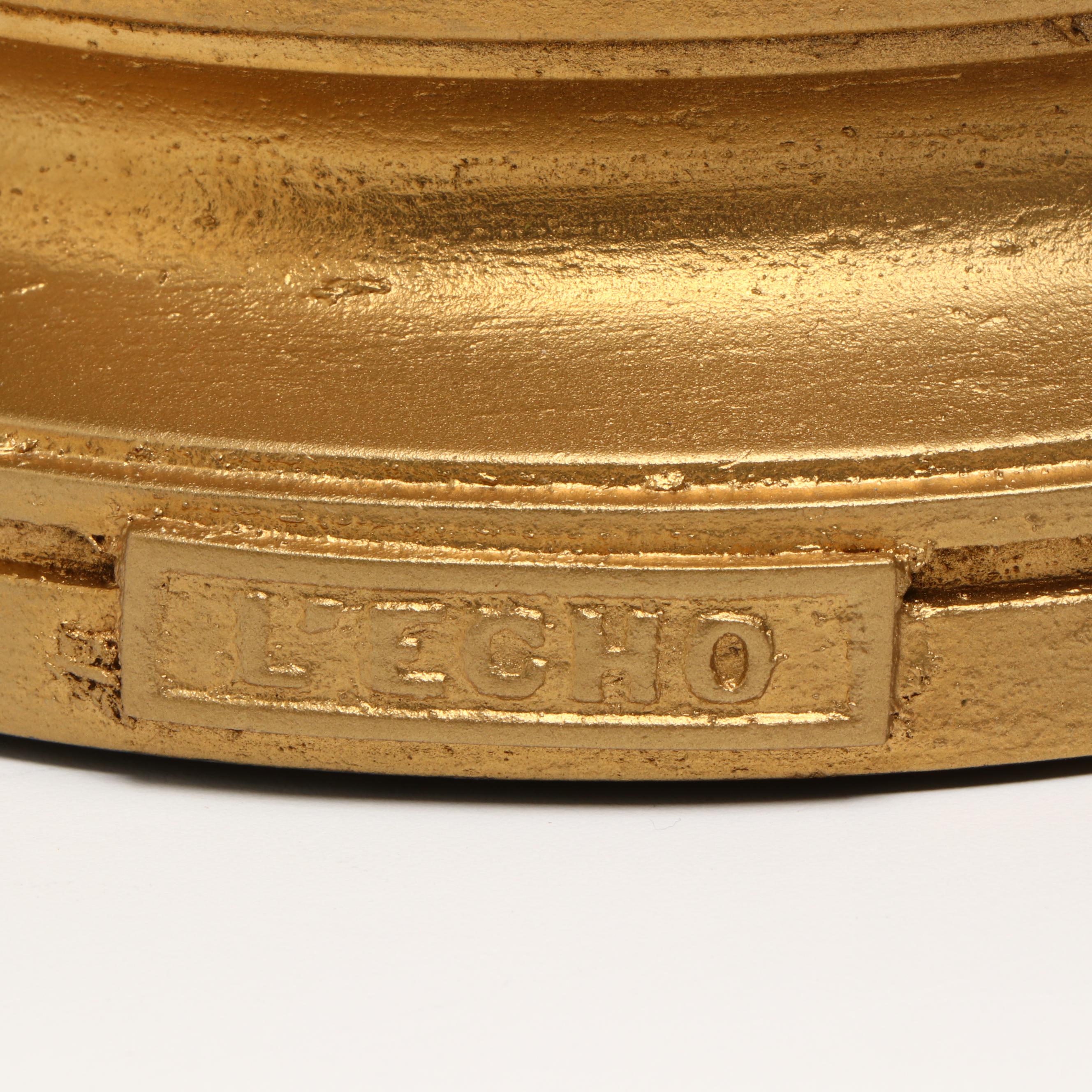 Rococo Style "La poésie" and "L'écho" Gold Gilt Metal Table Lamps