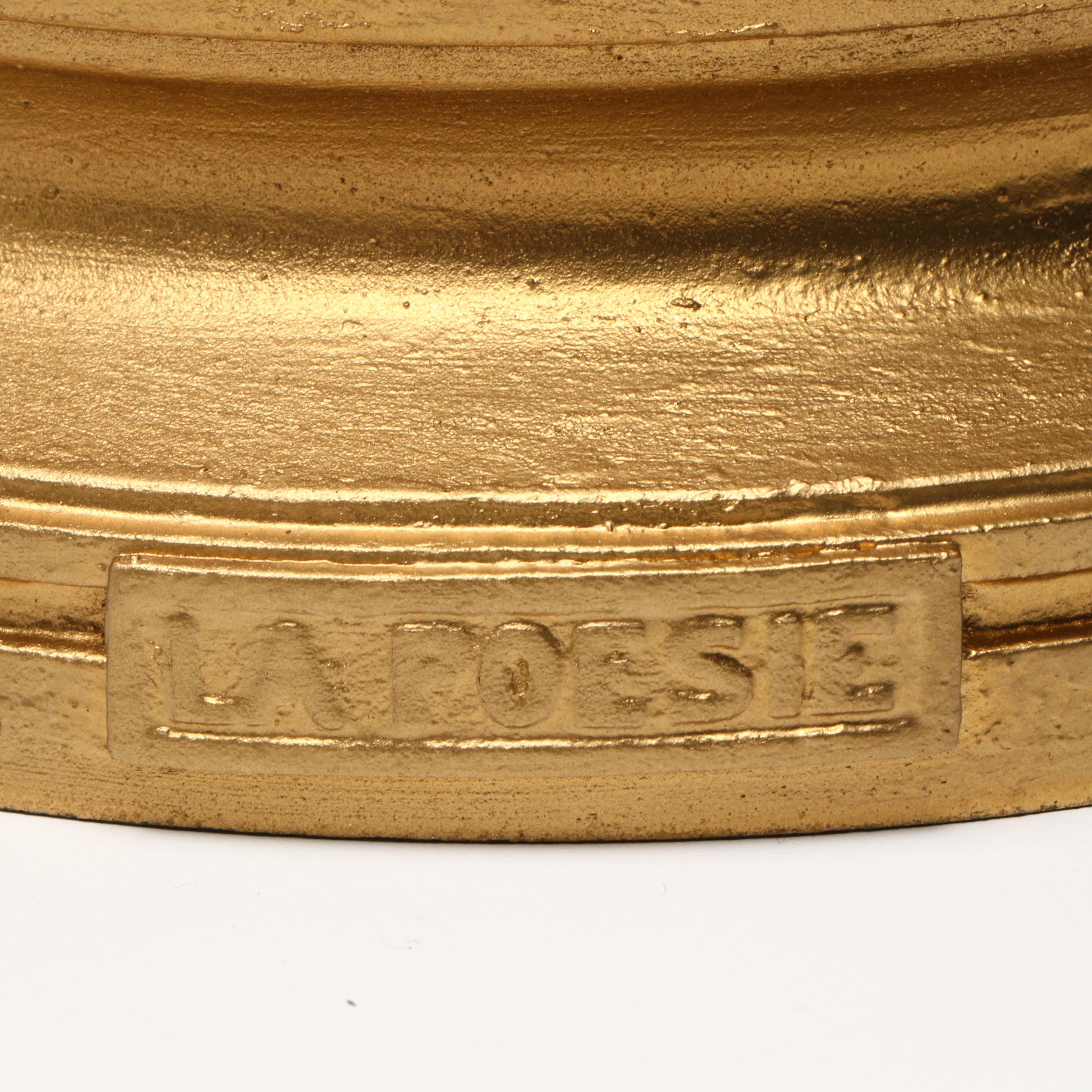 Rococo Style "La poésie" and "L'écho" Gold Gilt Metal Table Lamps