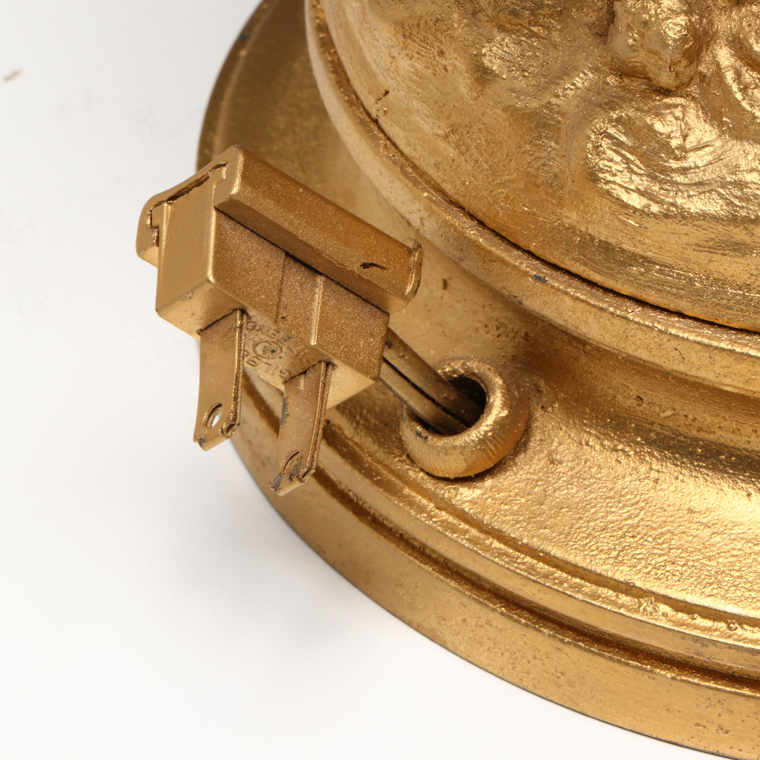 Rococo Style "La poésie" and "L'écho" Gold Gilt Metal Table Lamps