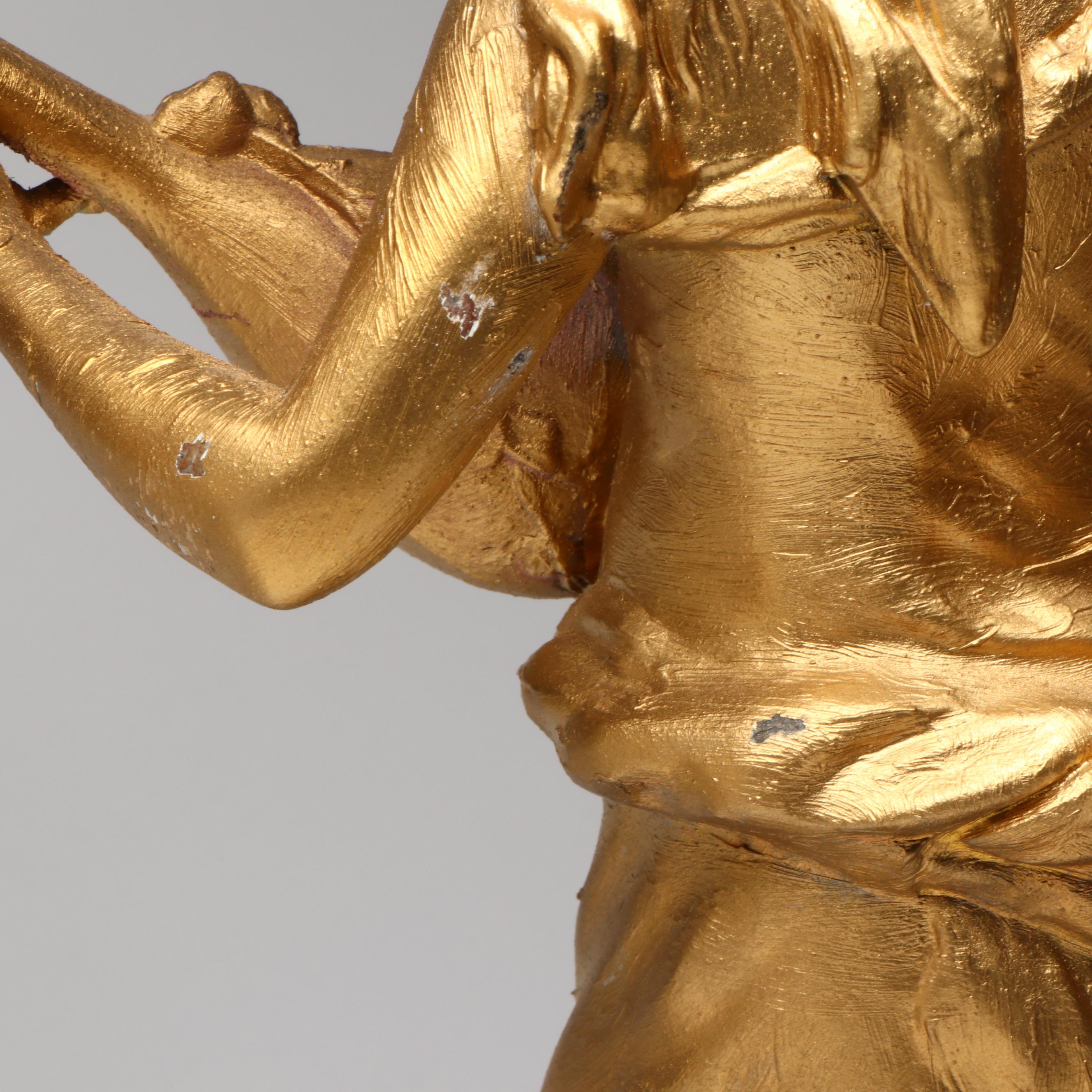 Rococo Style "La poésie" and "L'écho" Gold Gilt Metal Table Lamps