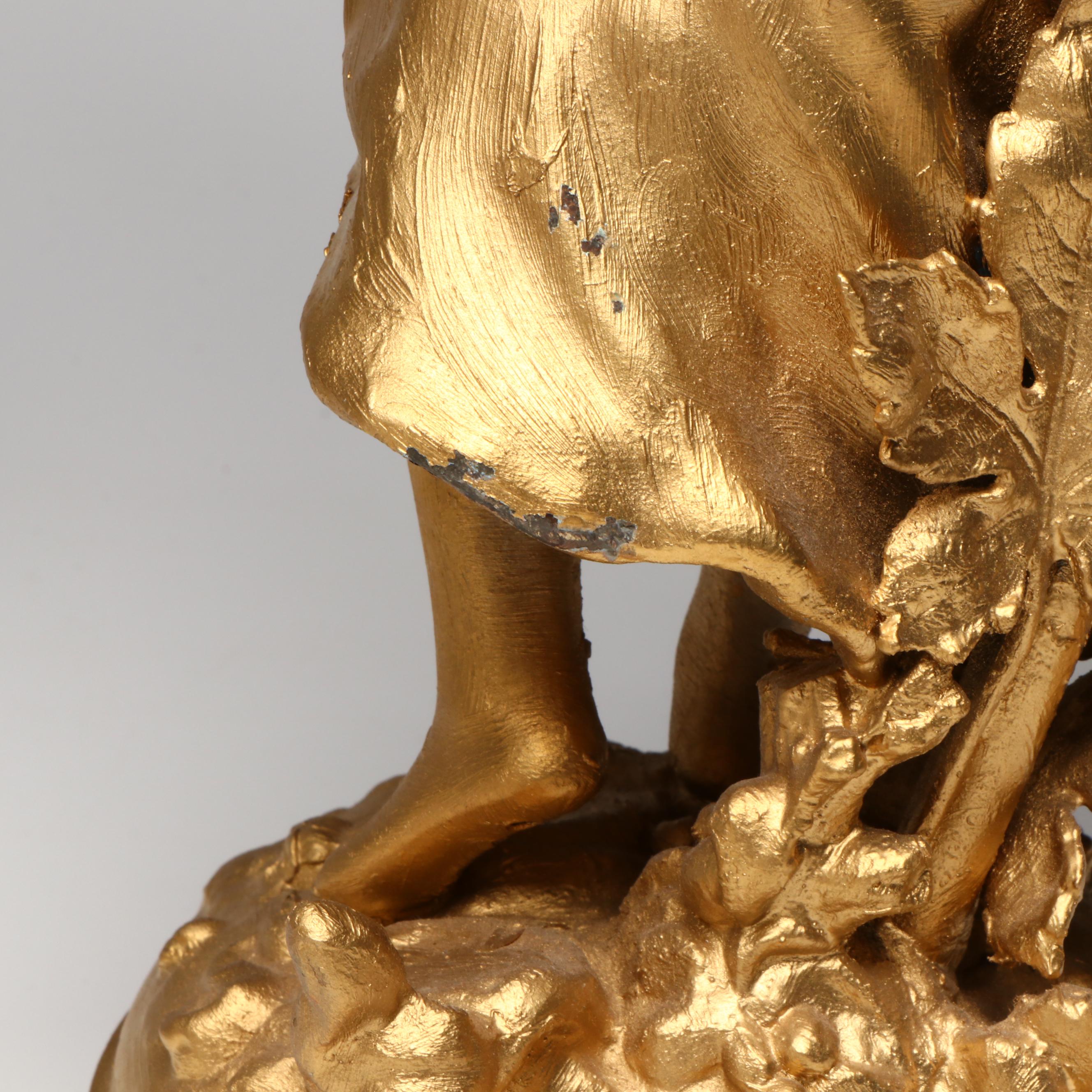 Rococo Style "La poésie" and "L'écho" Gold Gilt Metal Table Lamps