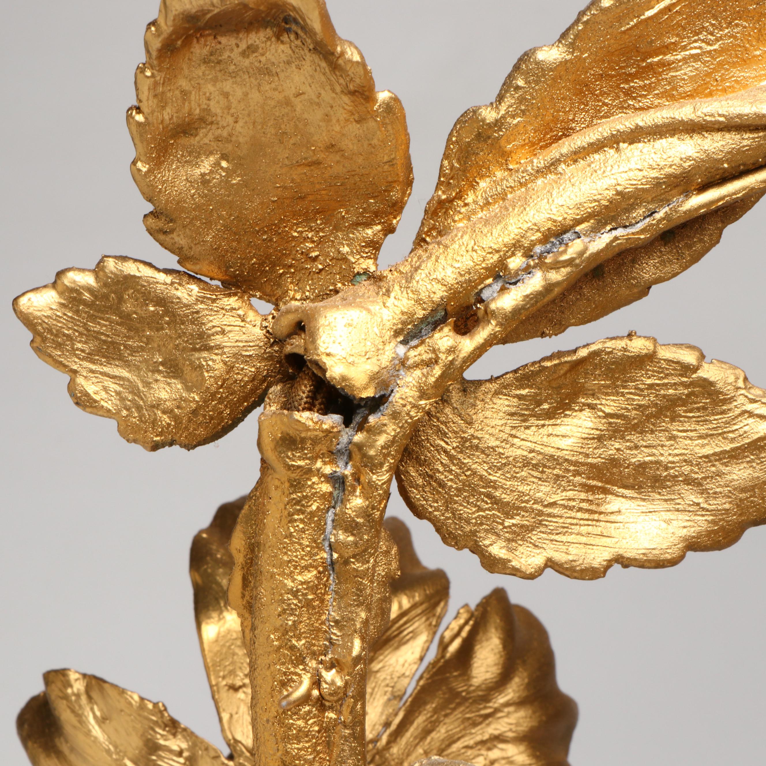 Rococo Style "La poésie" and "L'écho" Gold Gilt Metal Table Lamps