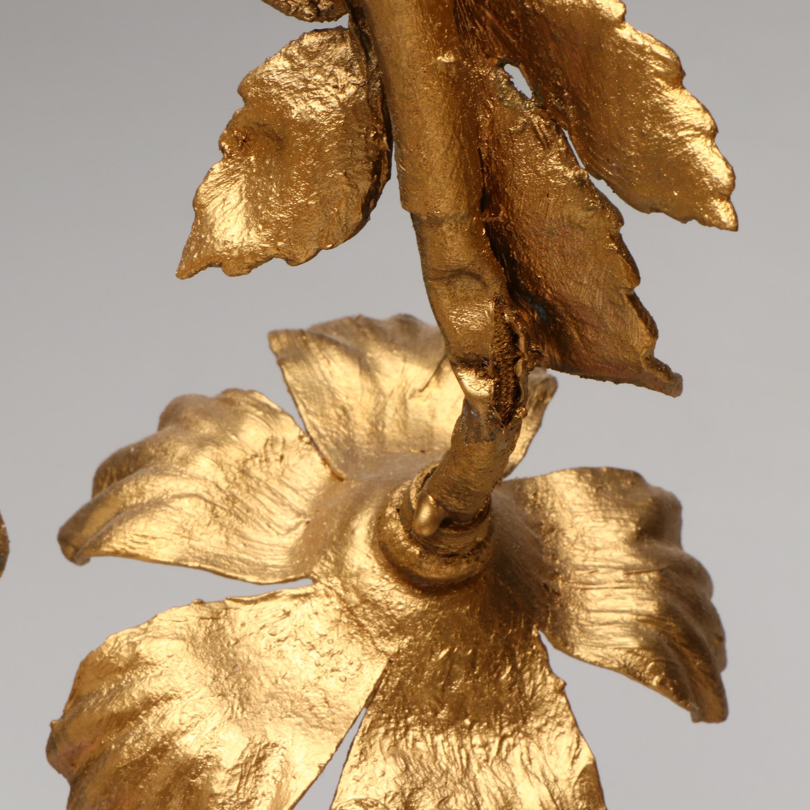 Rococo Style "La poésie" and "L'écho" Gold Gilt Metal Table Lamps