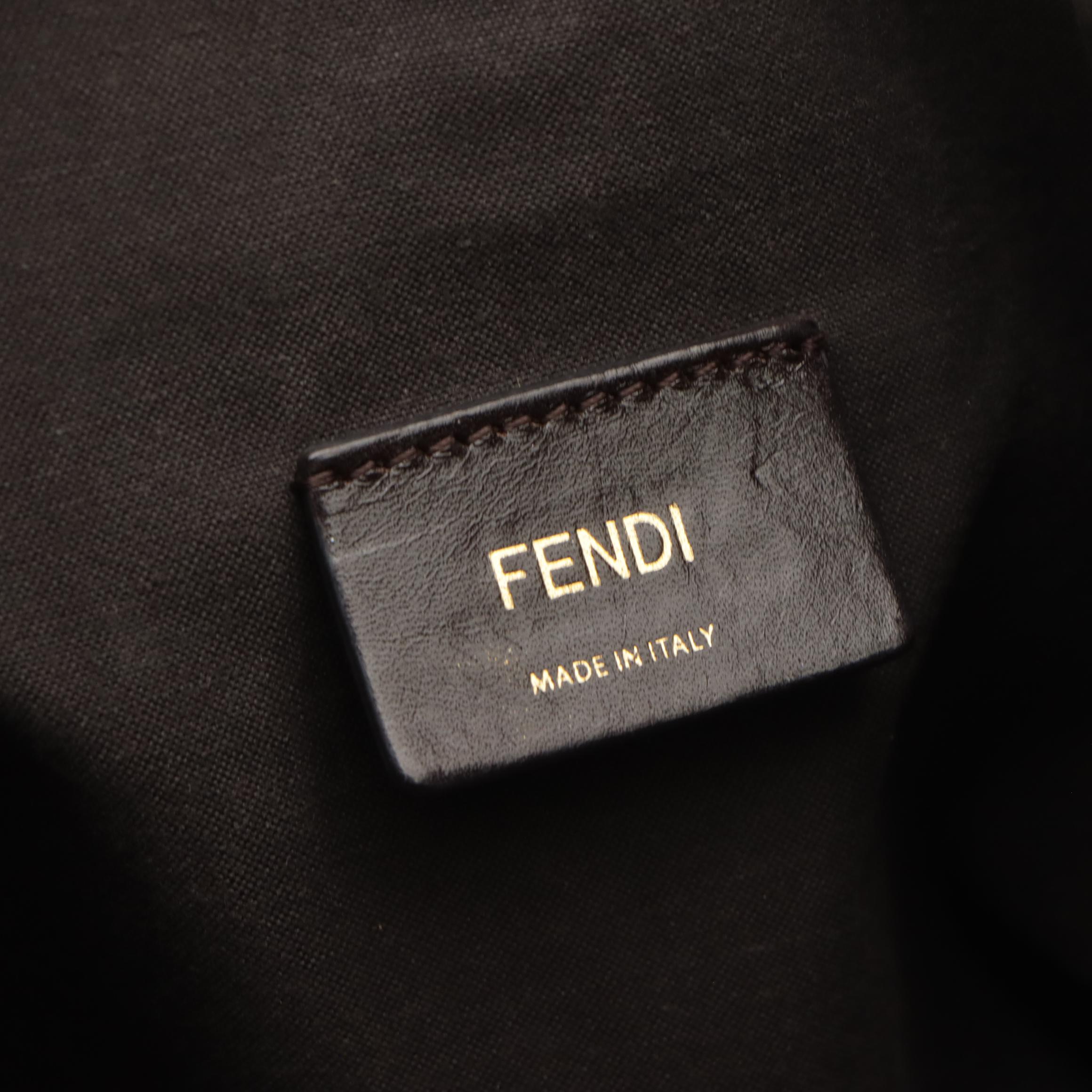 Fendi Hobo Shoulder Bag in Zucca Jacquard Canvas and Brown Leather Trim