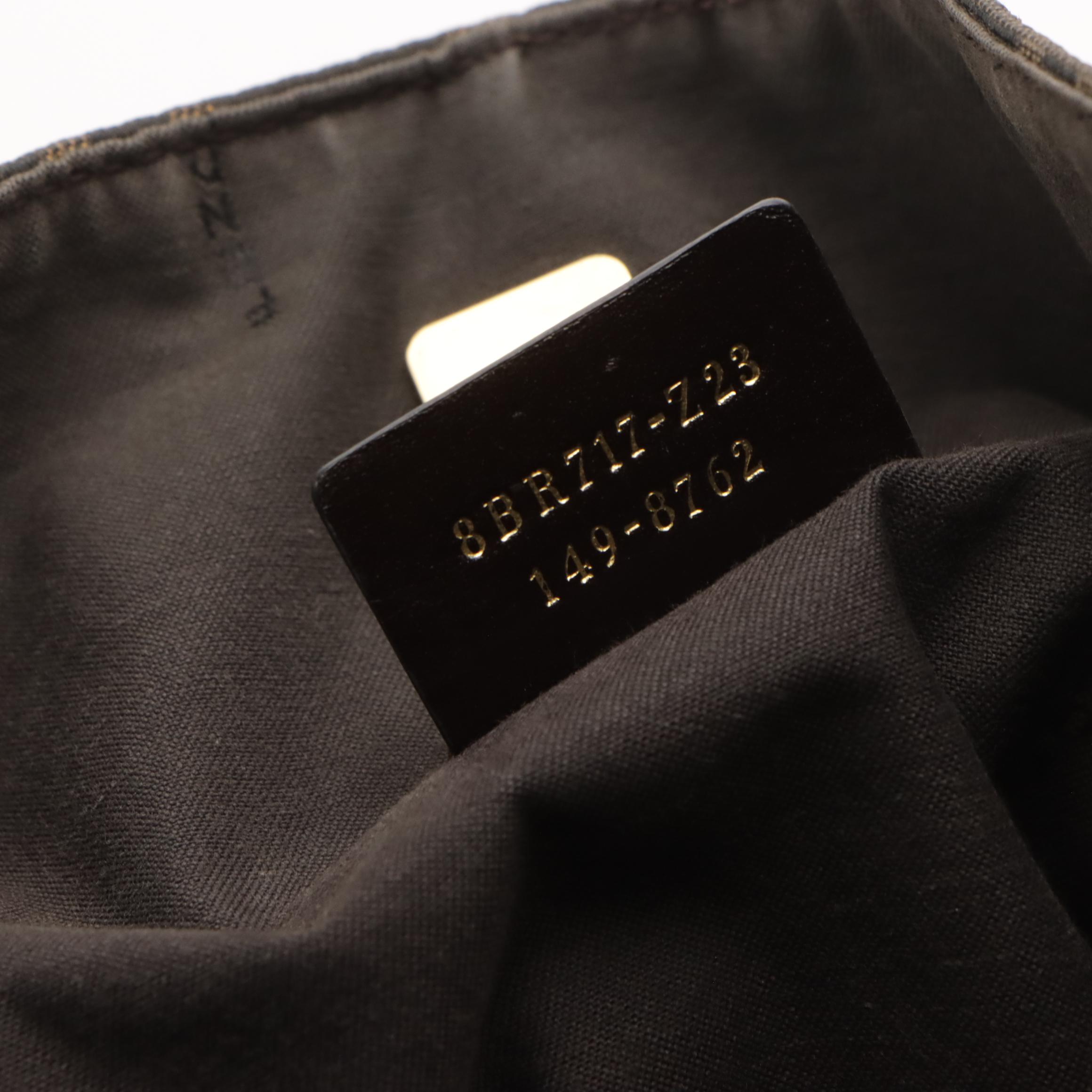 Fendi Hobo Shoulder Bag in Zucca Jacquard Canvas and Brown Leather Trim