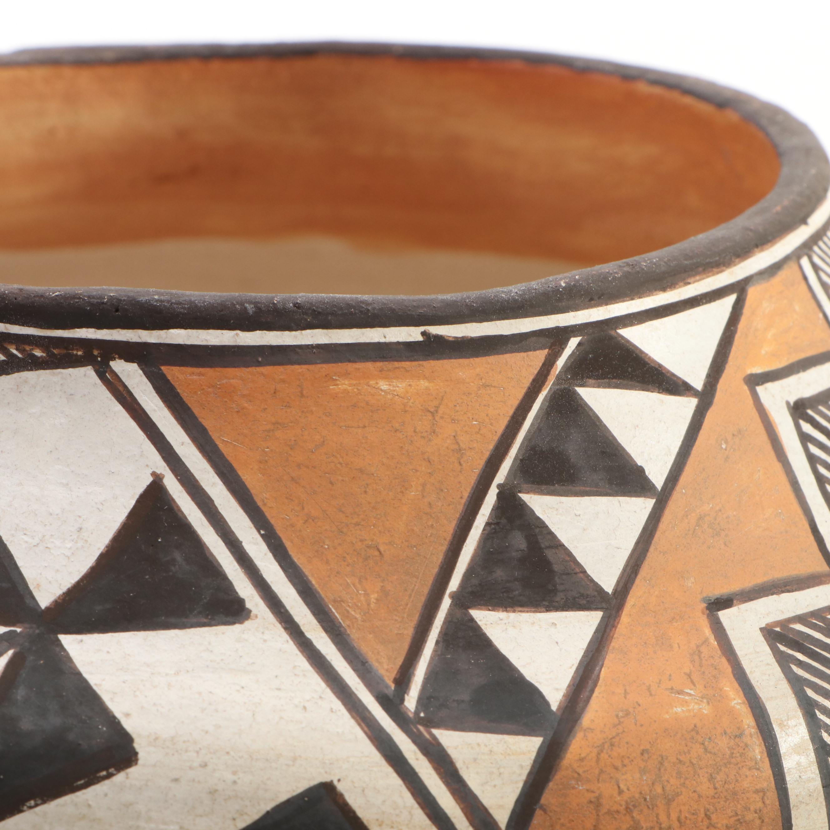 Acoma Pueblo Polychrome Pottery Olla Vessel