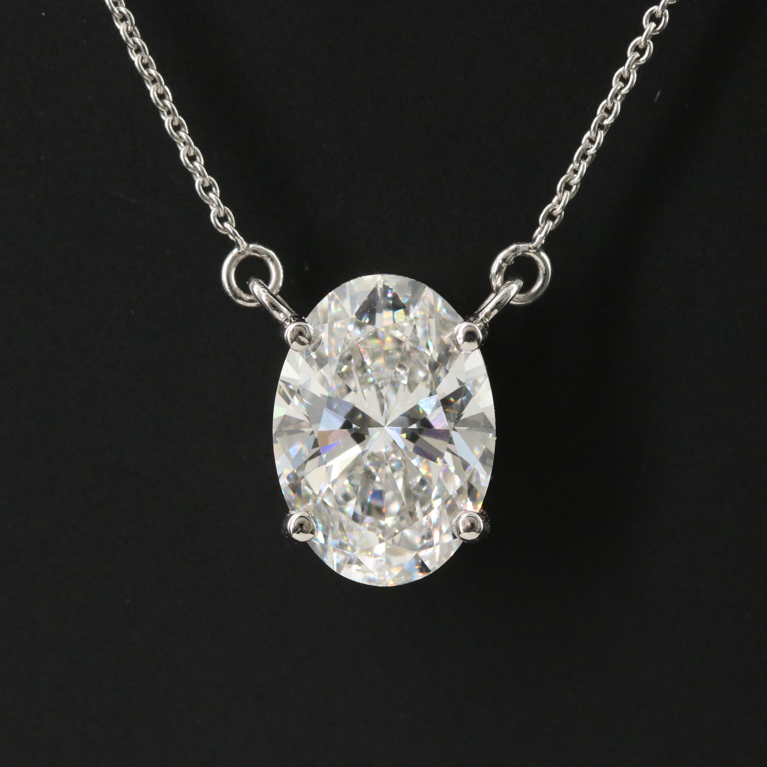 Platinum 4.95 CT Lab Grown Diamond Solitaire Necklace with IGI Report