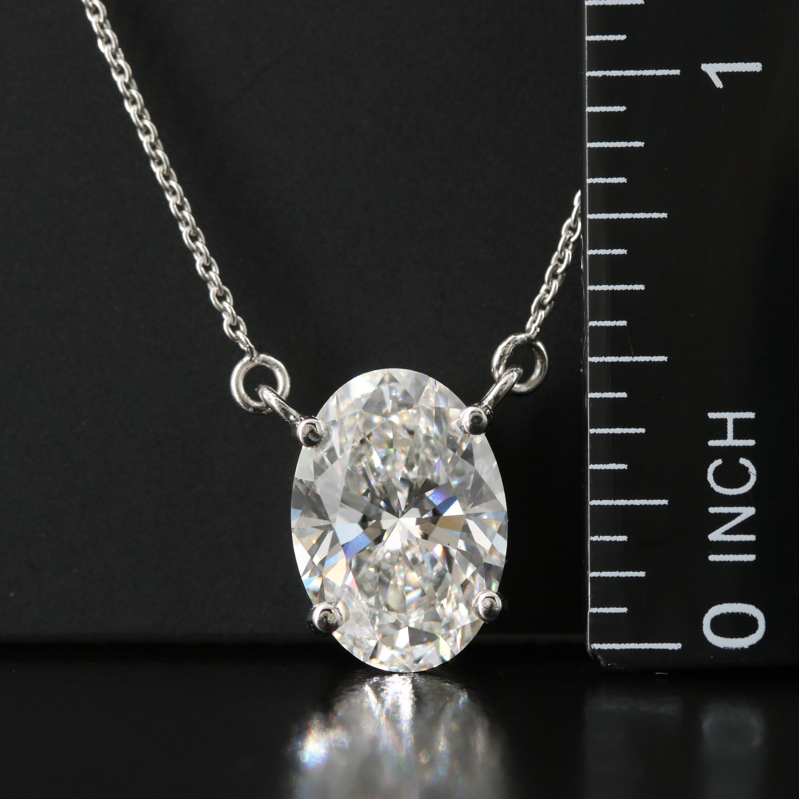 Platinum 4.95 CT Lab Grown Diamond Solitaire Necklace with IGI Report