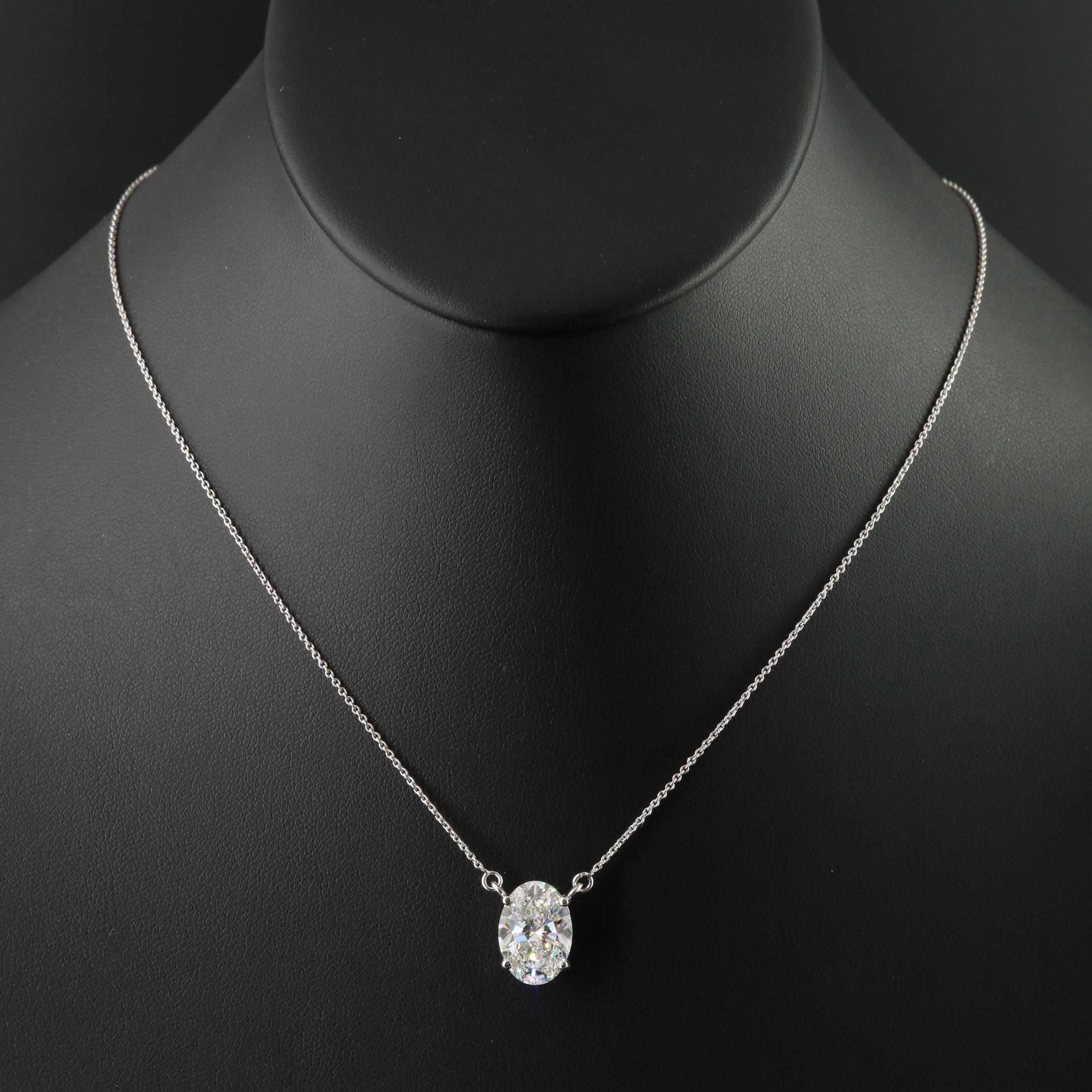 Platinum 4.95 CT Lab Grown Diamond Solitaire Necklace with IGI Report