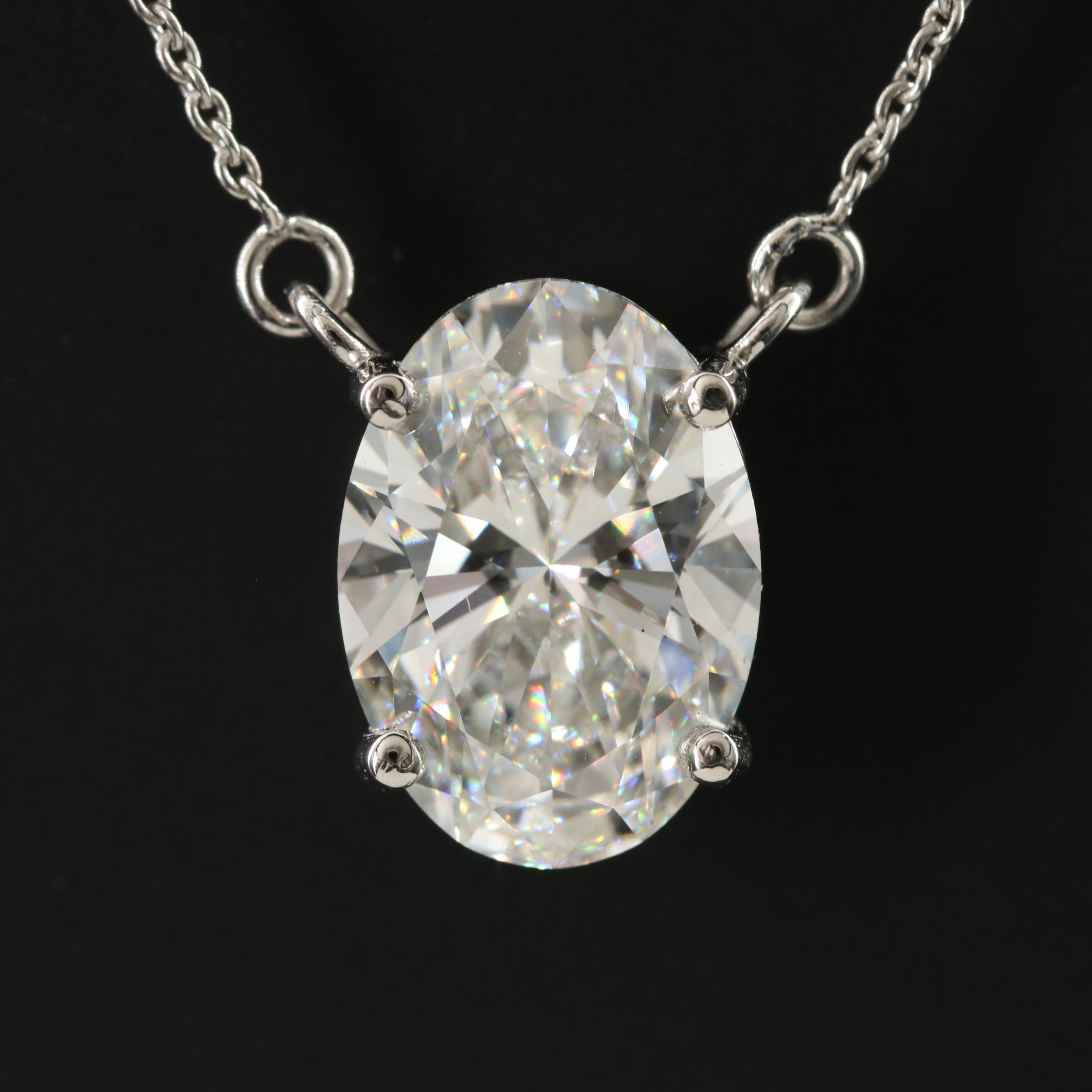 Platinum 4.95 CT Lab Grown Diamond Solitaire Necklace with IGI Report