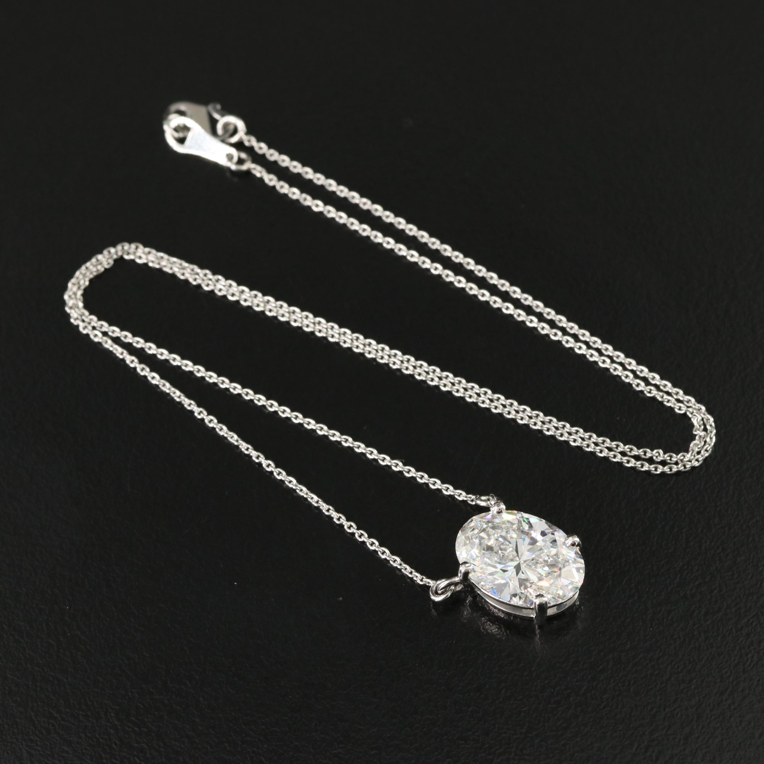 Platinum 4.95 CT Lab Grown Diamond Solitaire Necklace with IGI Report