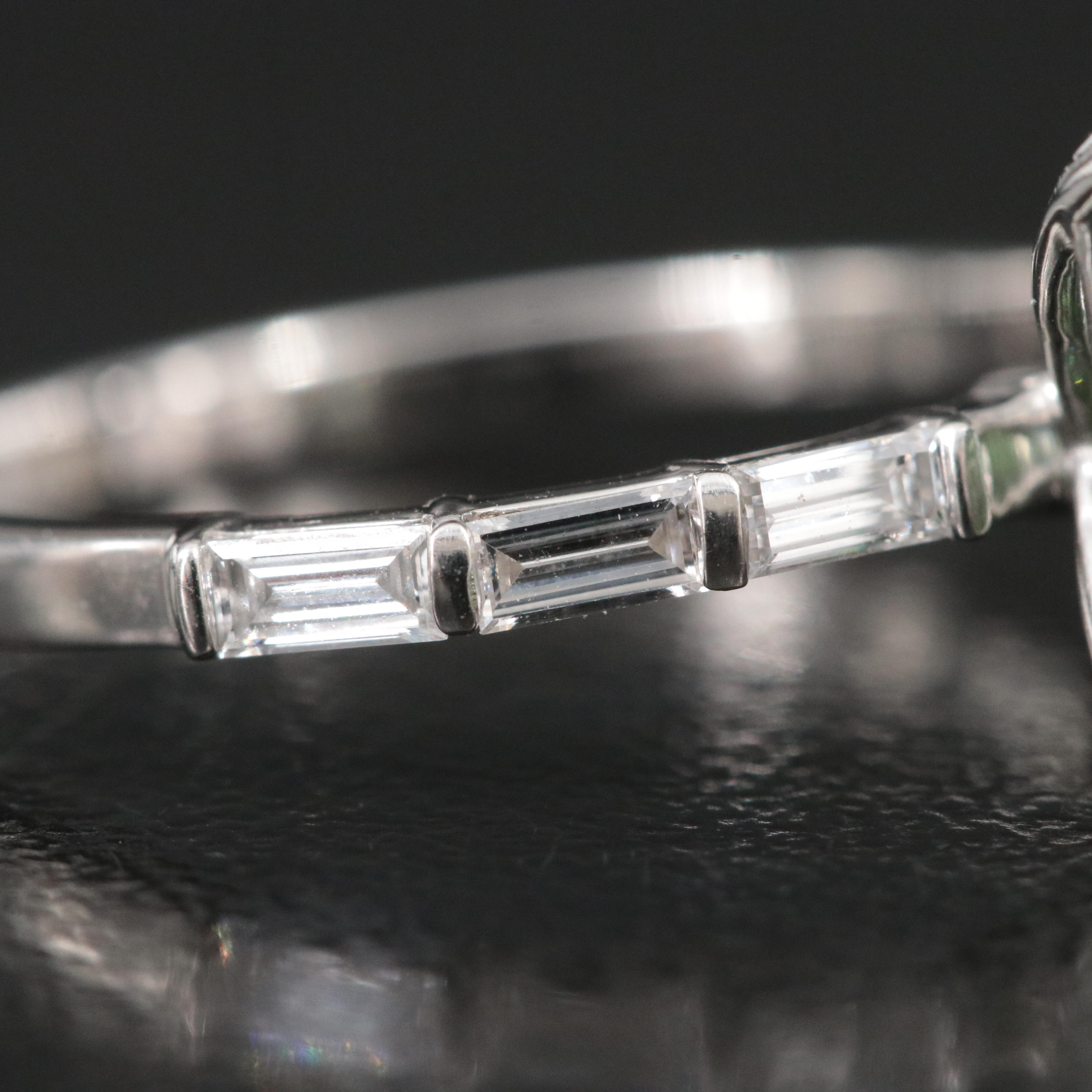 Platinum 3.38 CTW Lab Grown Diamond Ring with Fancy Green Center and IGI Report