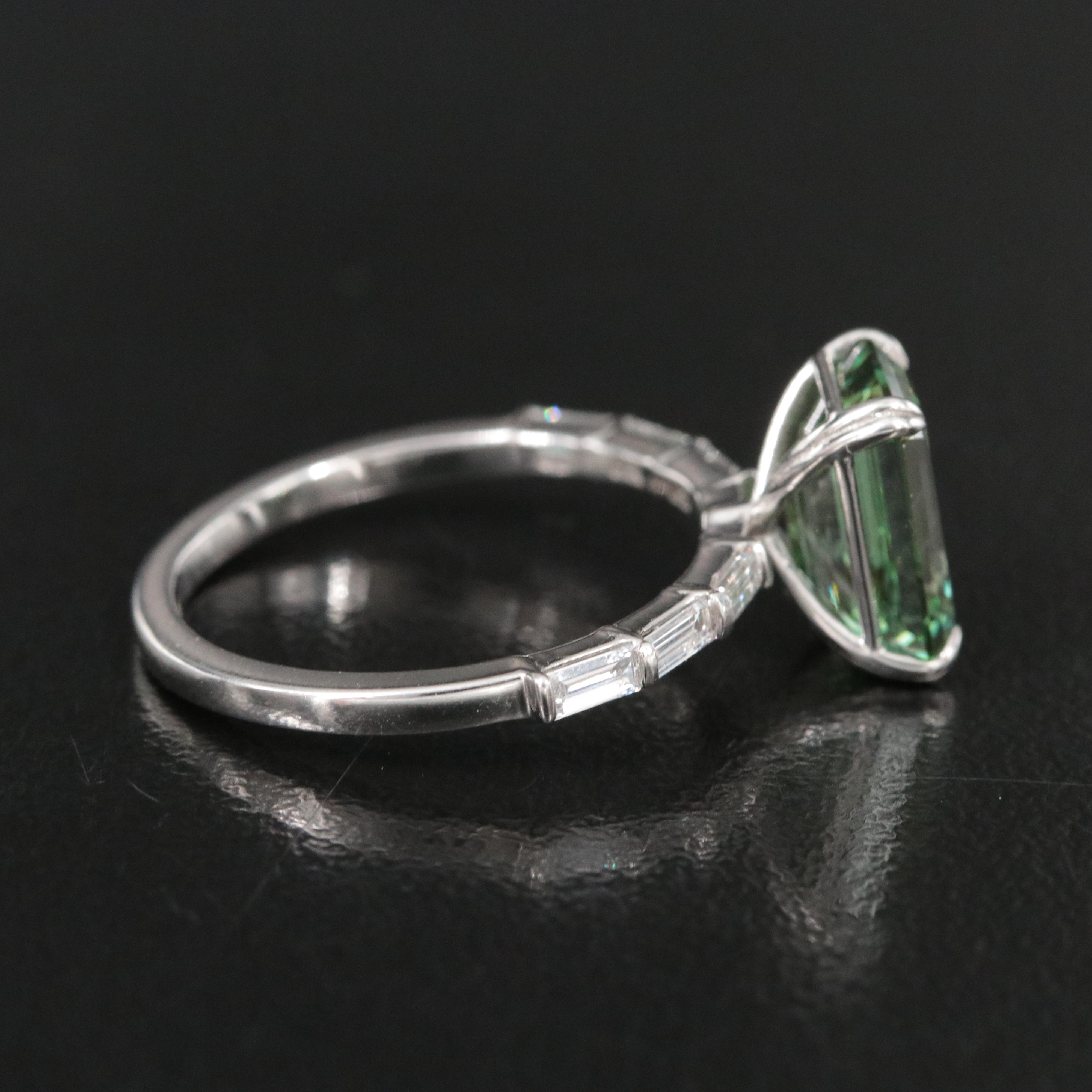 Platinum 3.38 CTW Lab Grown Diamond Ring with Fancy Green Center and IGI Report