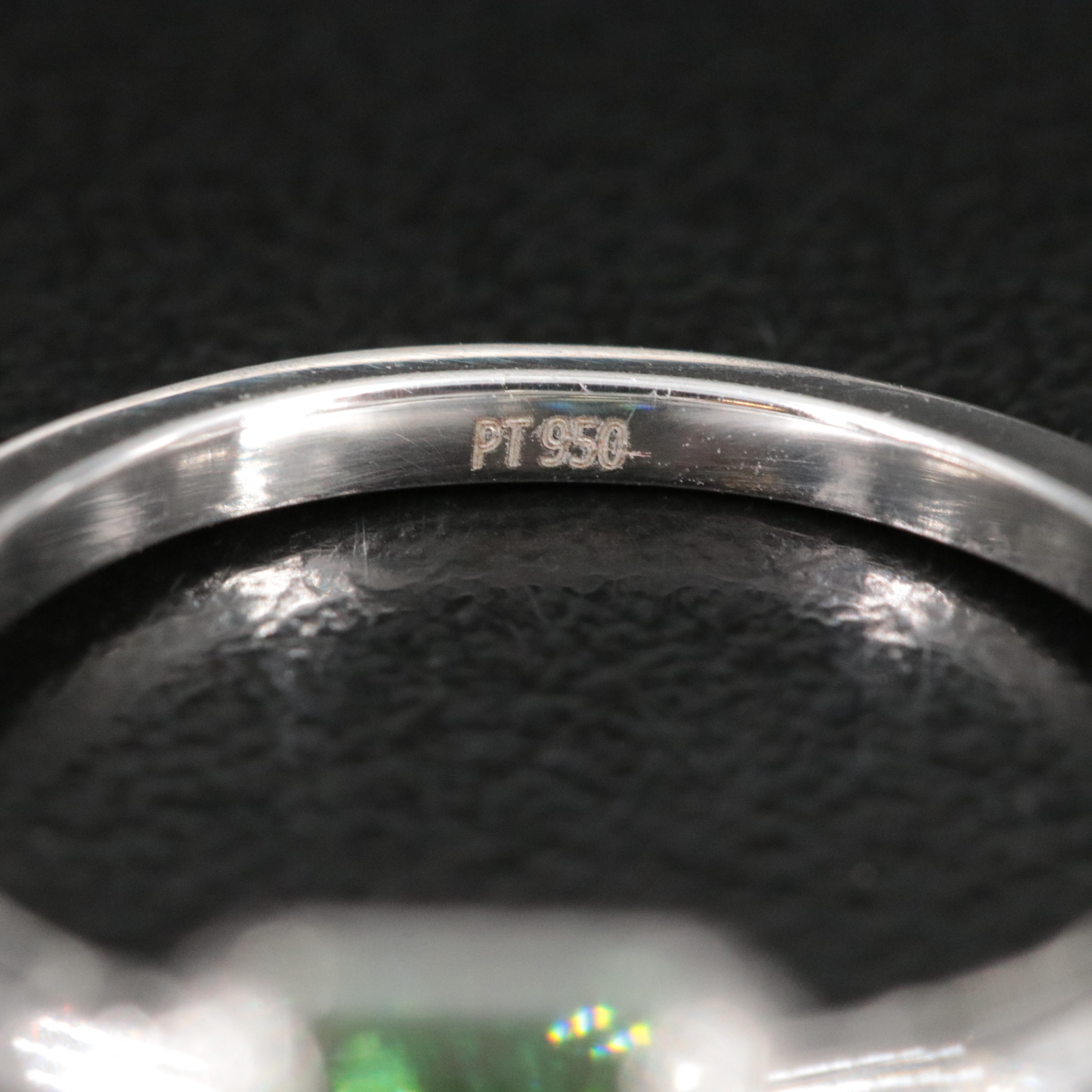 Platinum 3.38 CTW Lab Grown Diamond Ring with Fancy Green Center and IGI Report