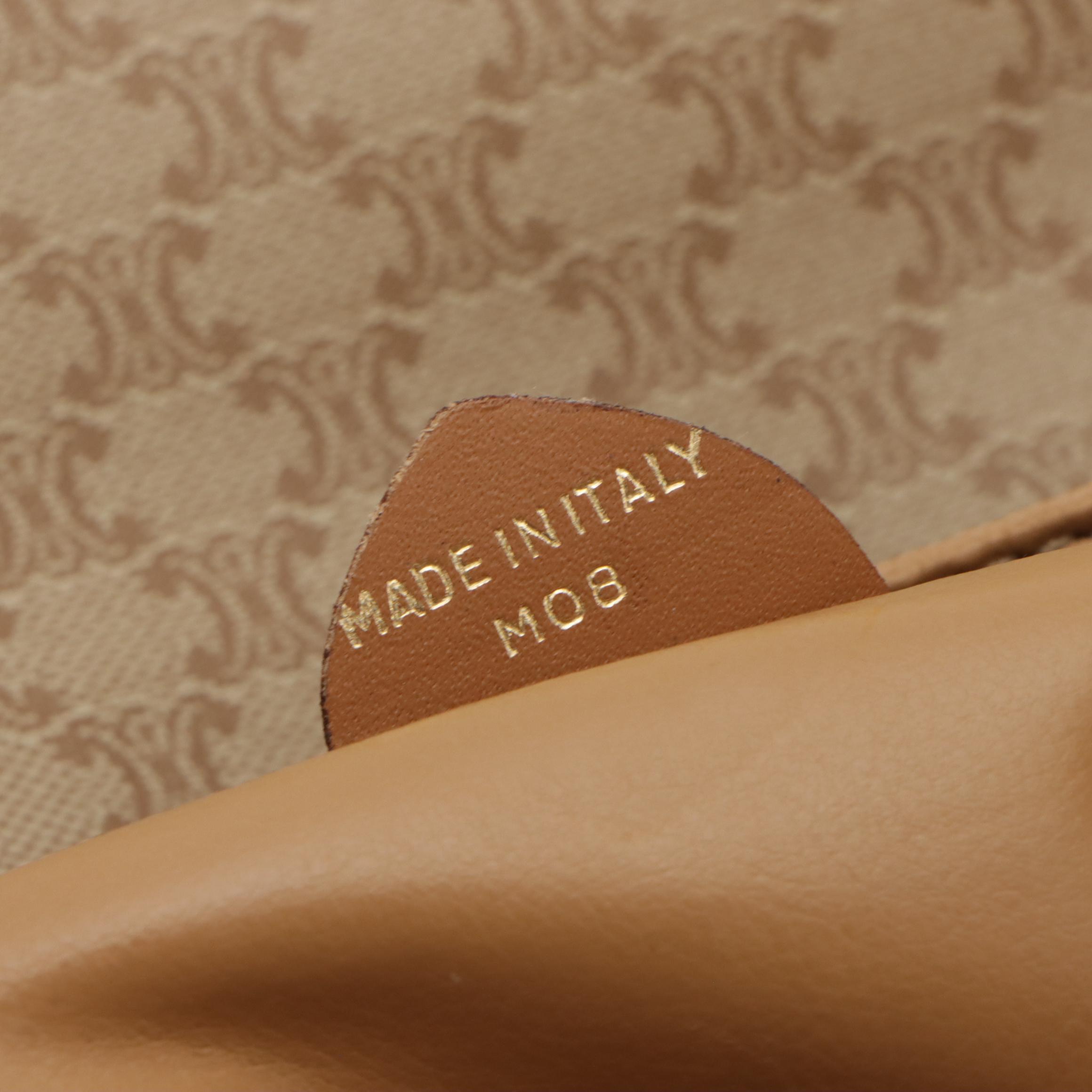 Celine Front Flap Crossbody Bag in Beige Macadam Canvas and Leather